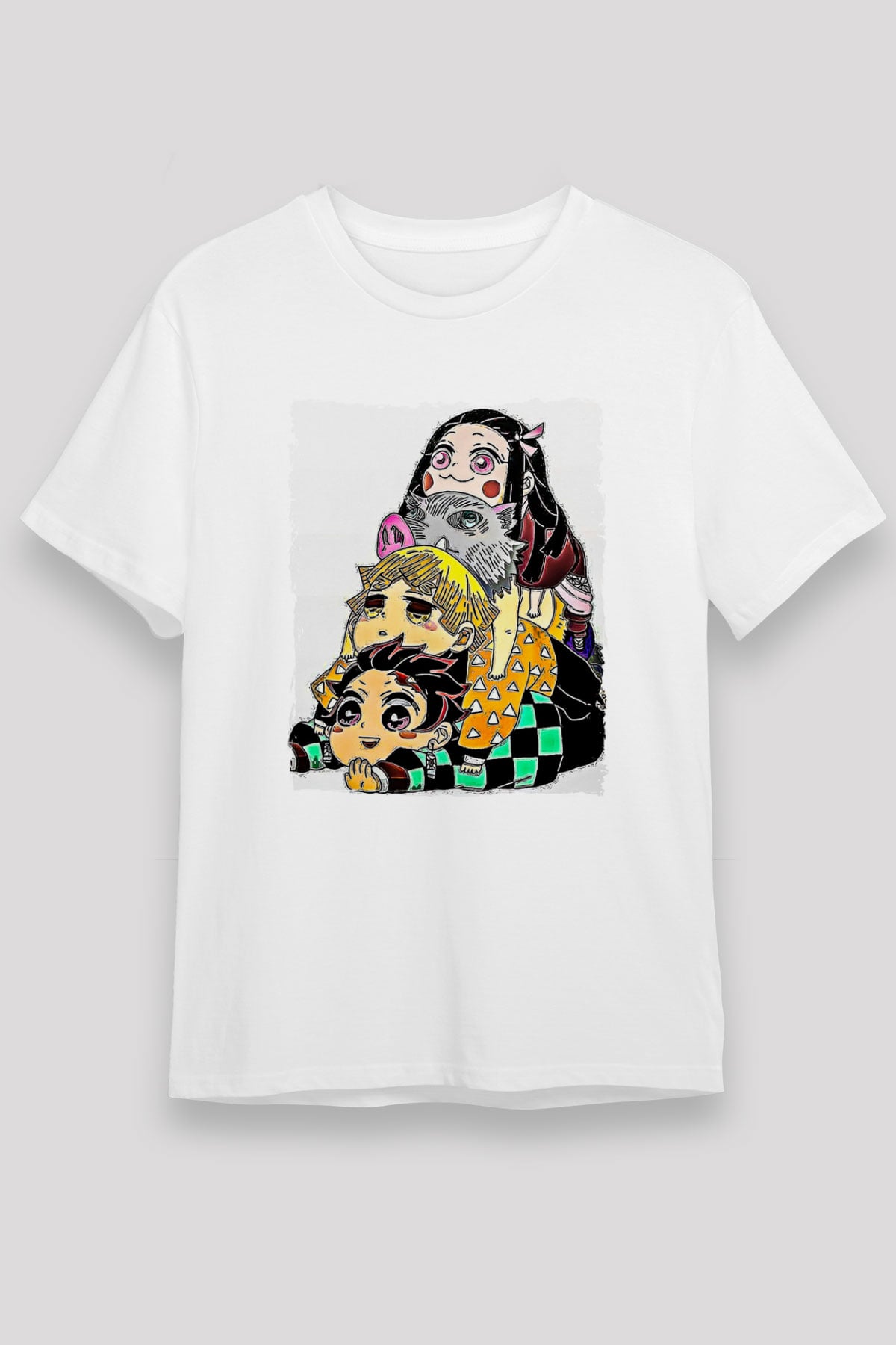 Demon Slayer Unisex Baskılı Beyaz Tişört - Tshirt