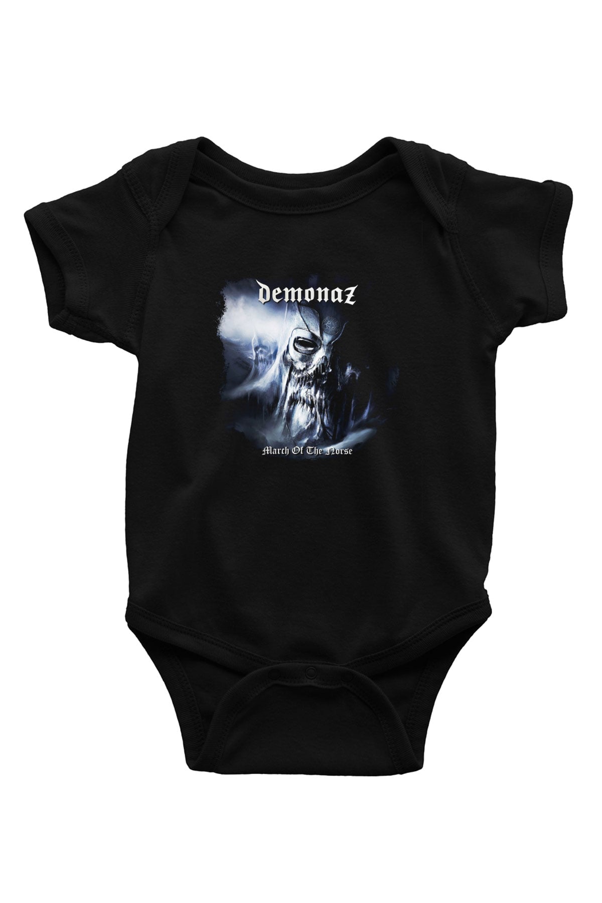 Demonaz Baskılı Unisex Siyah Bebek Body - Zıbın