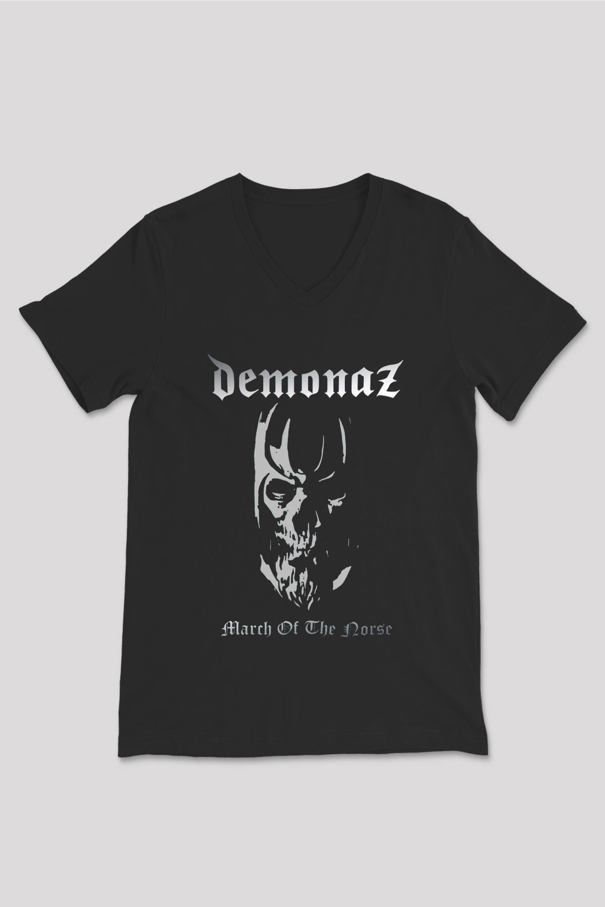 Demonaz Siyah Unisex V Yaka Tişört