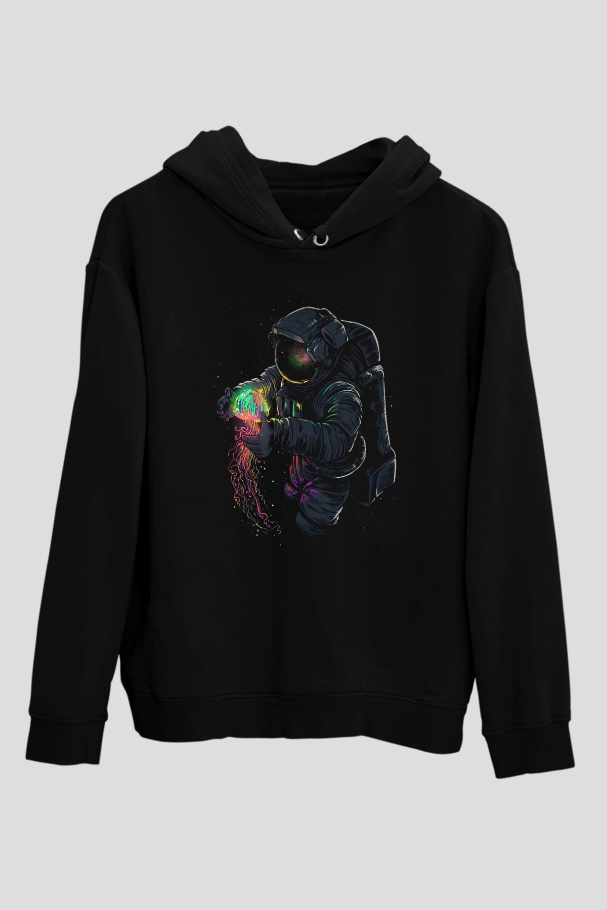 Deniz Altındaki AstronotSiyah  Unisex Hoodie