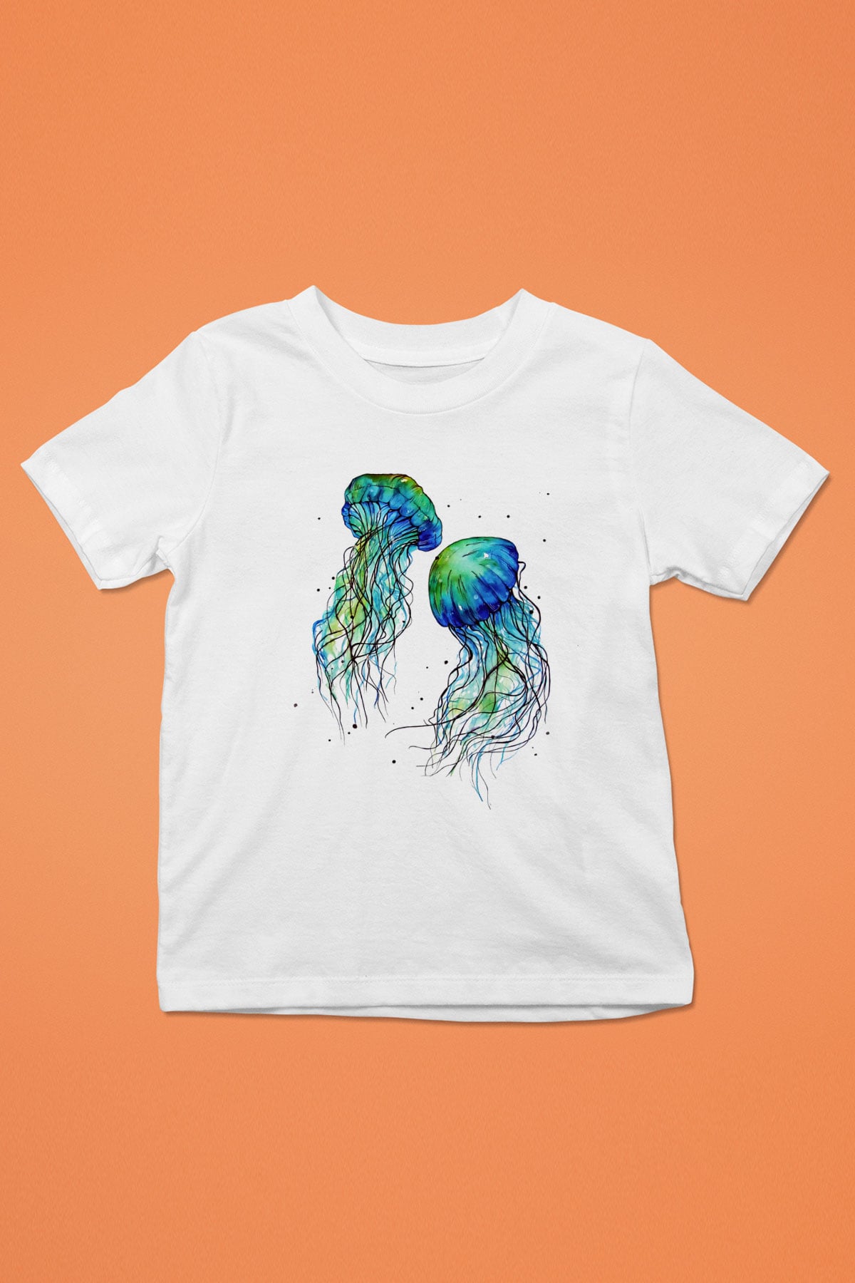 Deniz canlıları Baskılı Beyaz Unisex Çocuk Tişört