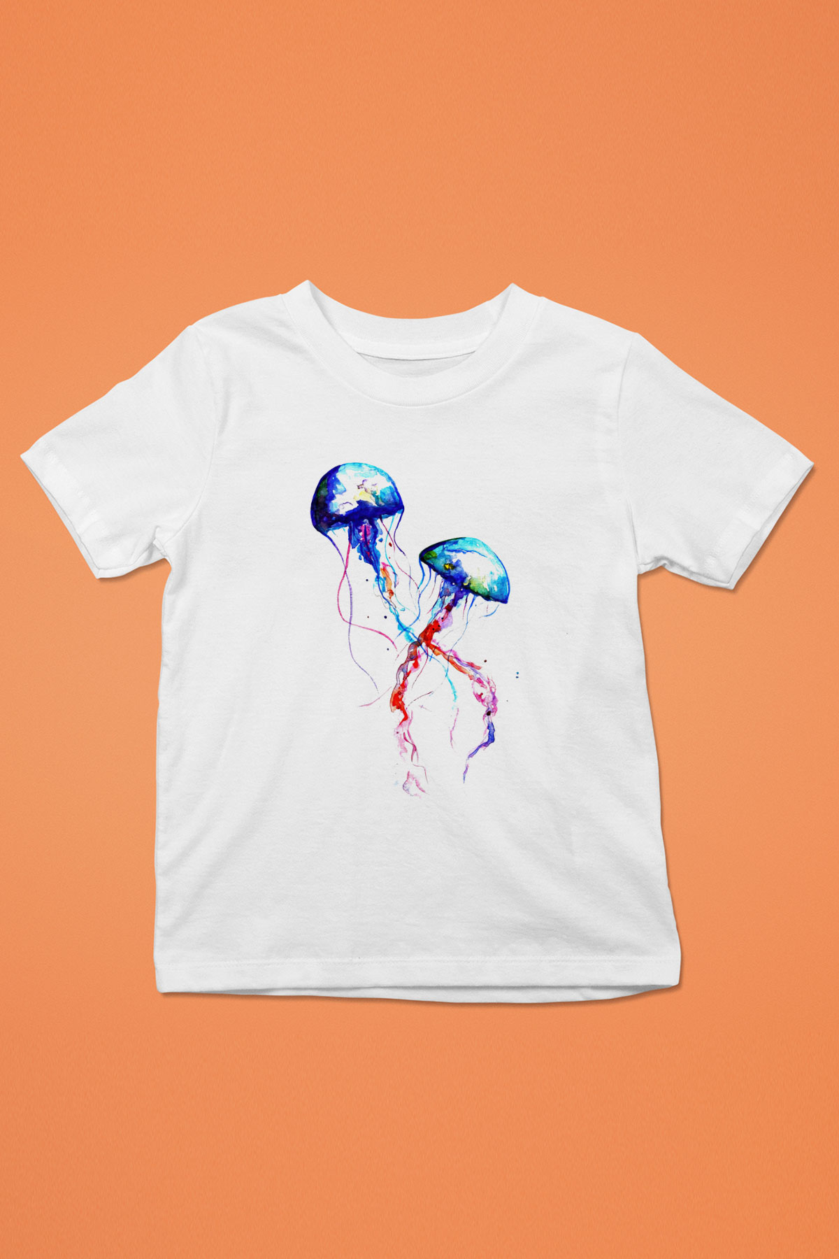 Deniz canlıları Baskılı Beyaz Unisex Çocuk Tişört