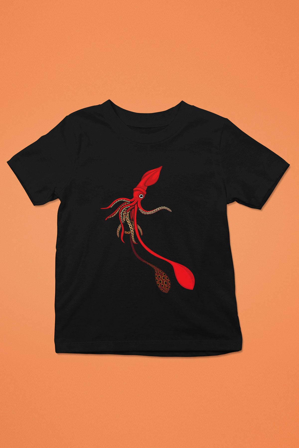 Deniz canlıları Baskılı Siyah Unisex Çocuk Tişört