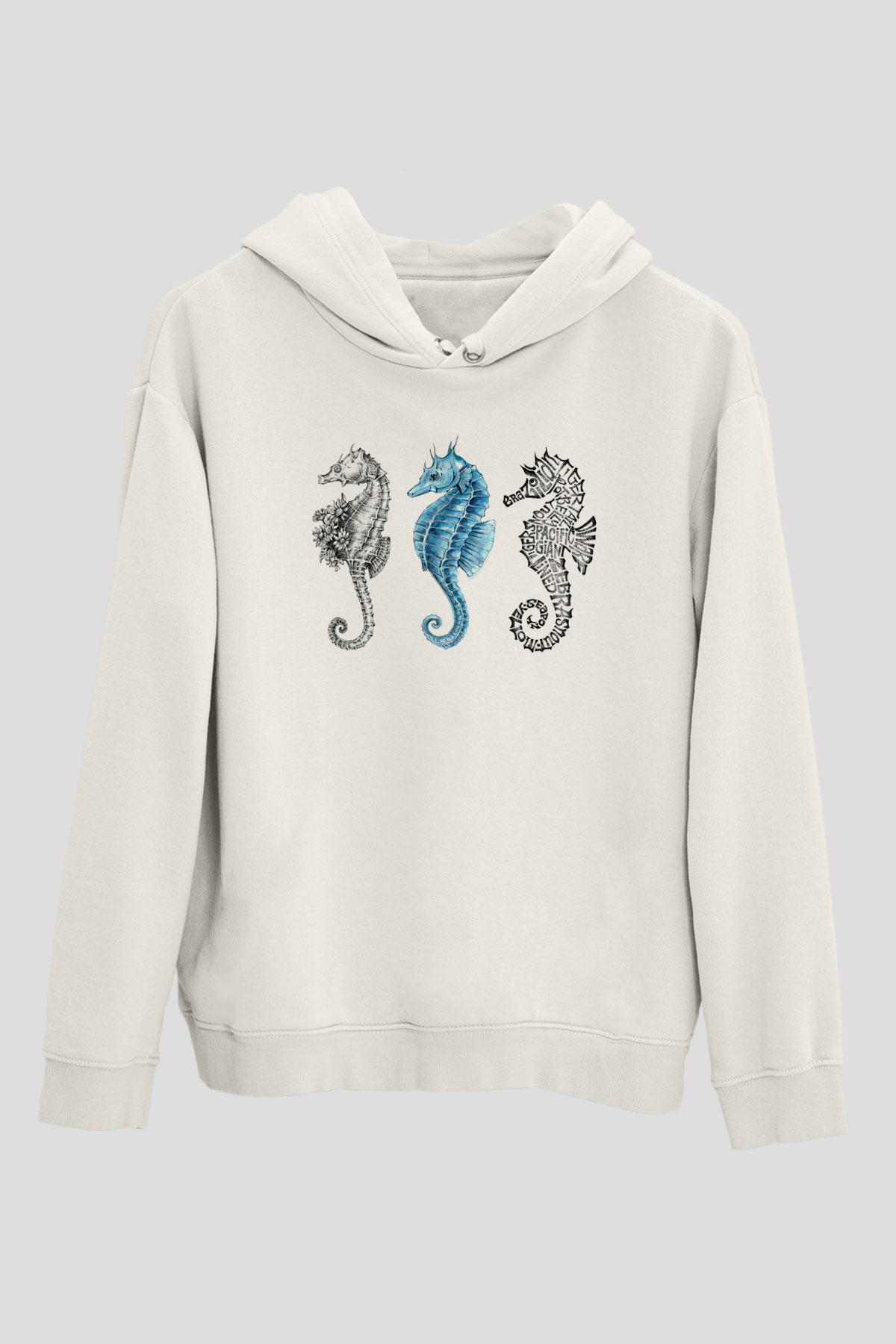 Deniz canlıları Beyaz Unisex Kapşonlu Sweatshirt