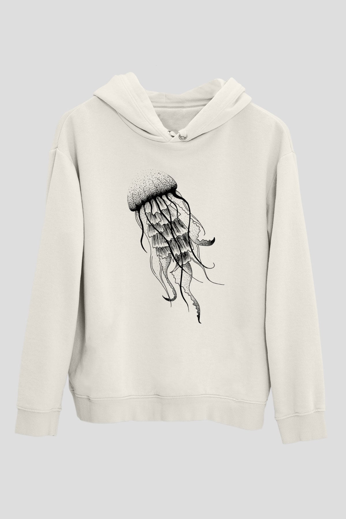 Deniz canlıları Beyaz Unisex Kapşonlu Sweatshirt