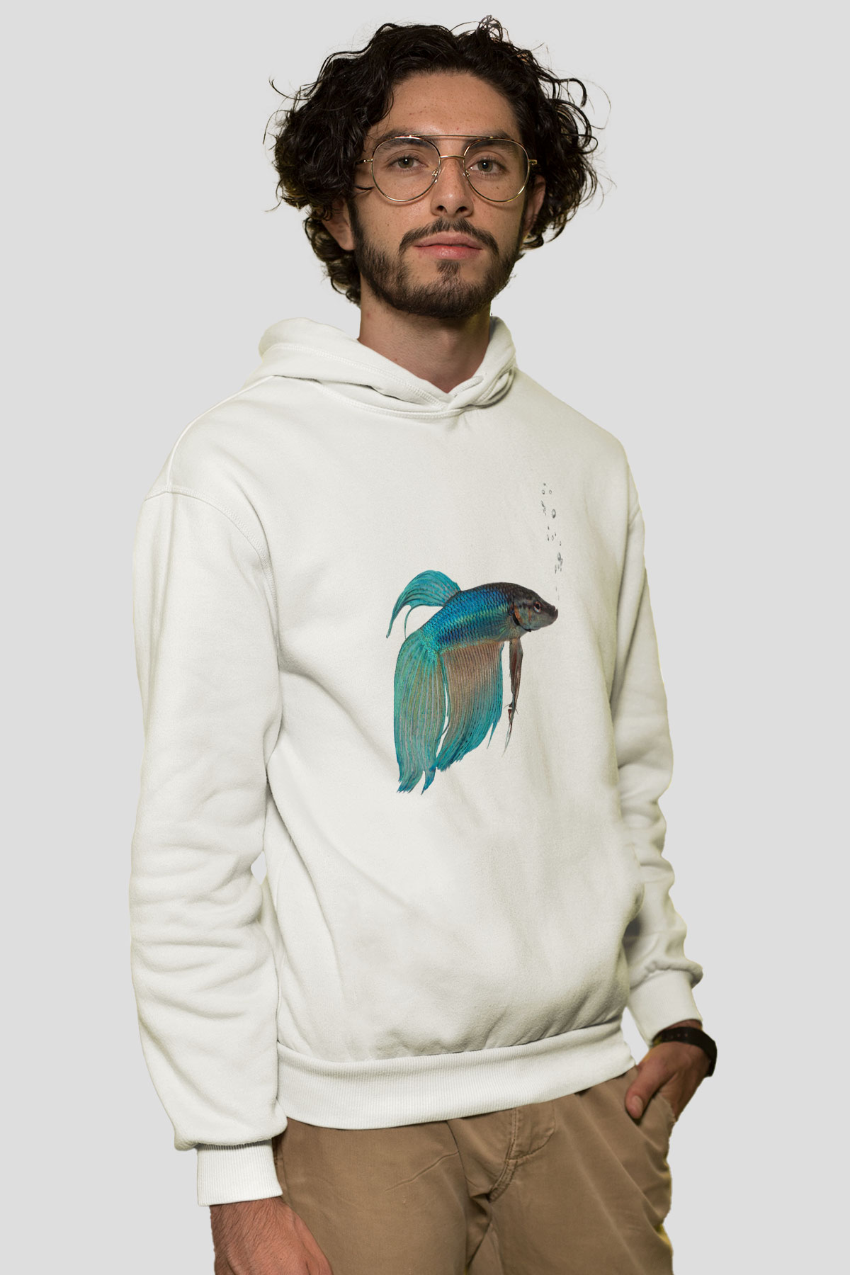 Deniz canlıları Beyaz Unisex Kapşonlu Sweatshirt