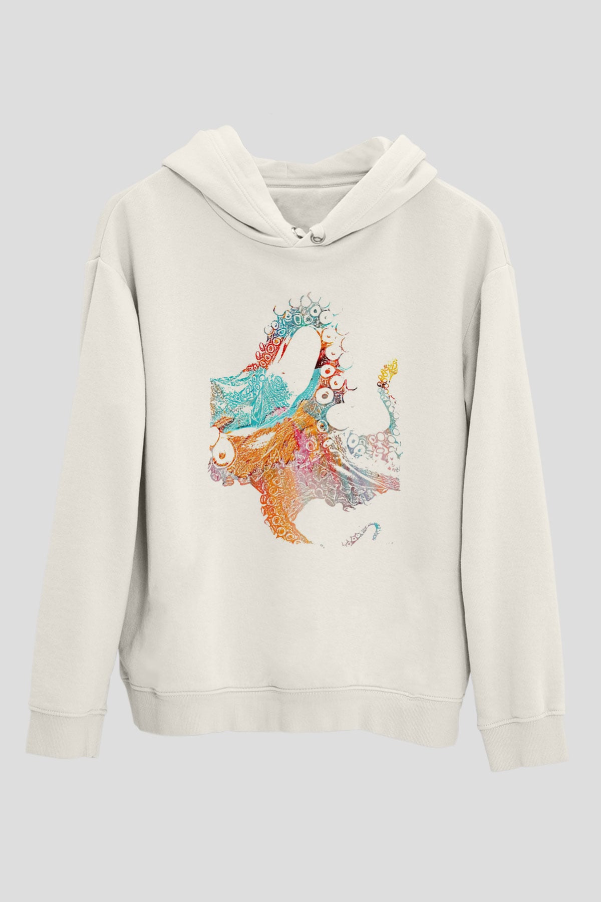 Deniz canlıları Beyaz Unisex Kapüşonlu Sweatshirt