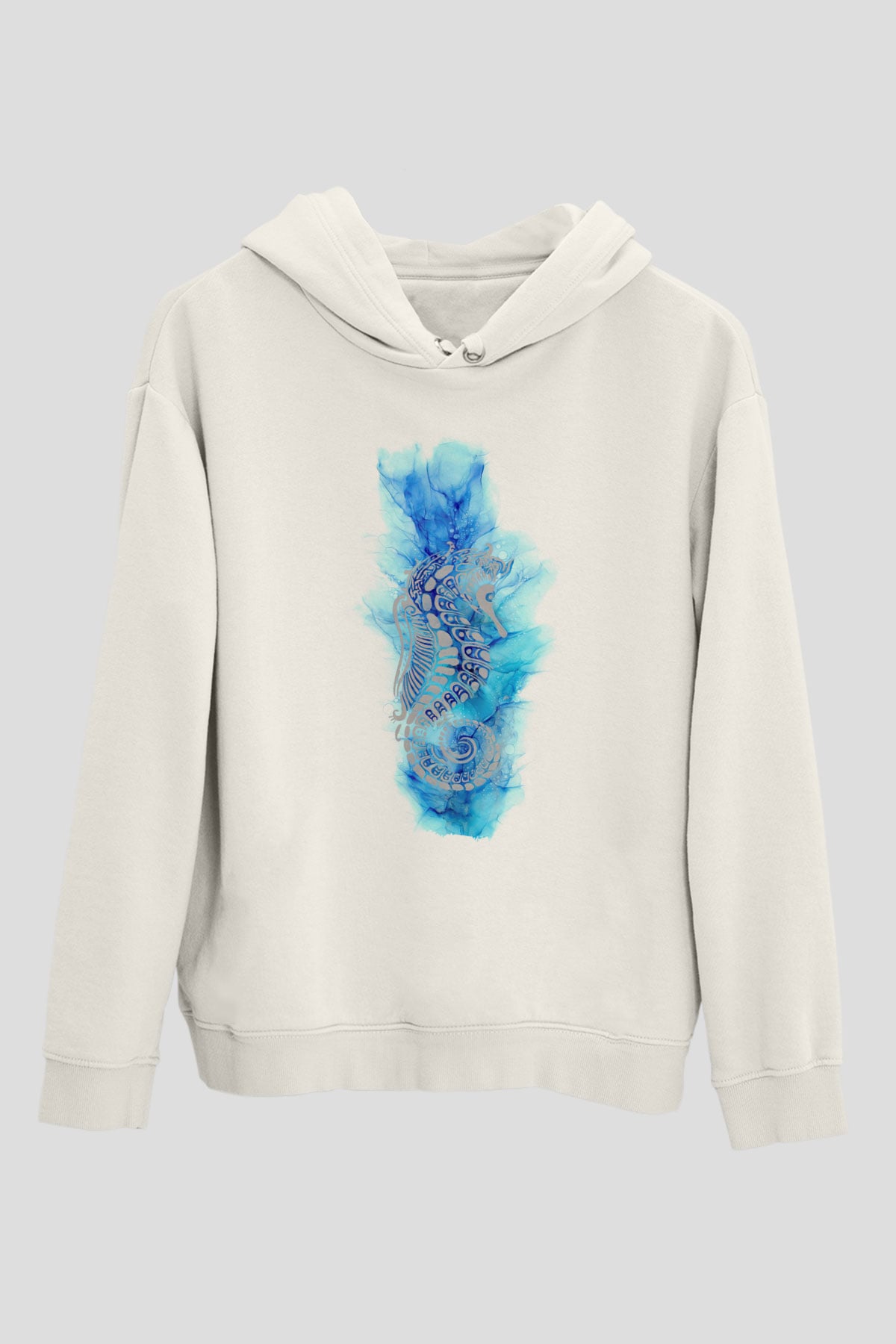 Deniz canlıları Beyaz Unisex Kapüşonlu Sweatshirt