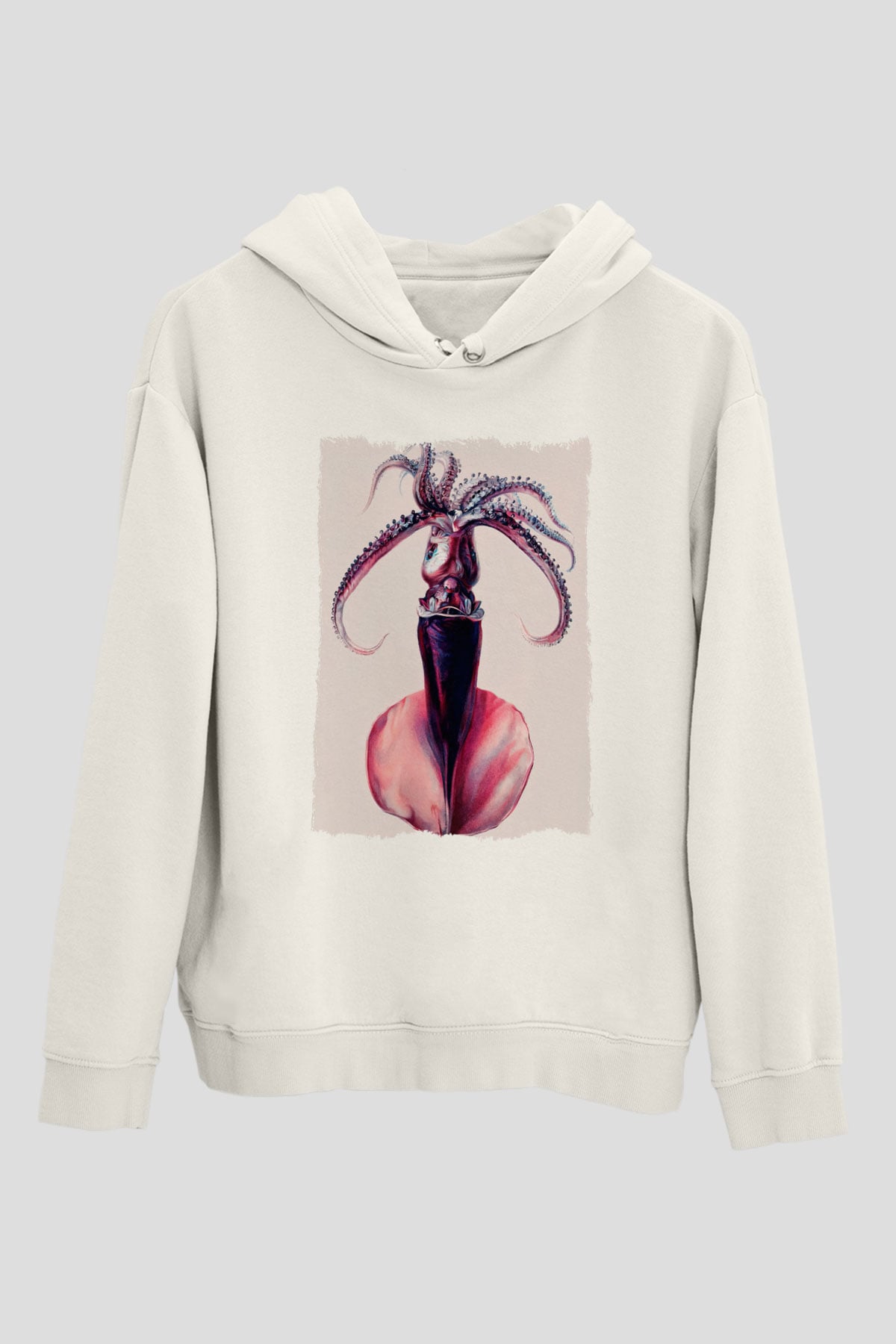 Deniz canlıları Beyaz Unisex Kapüşonlu Sweatshirt