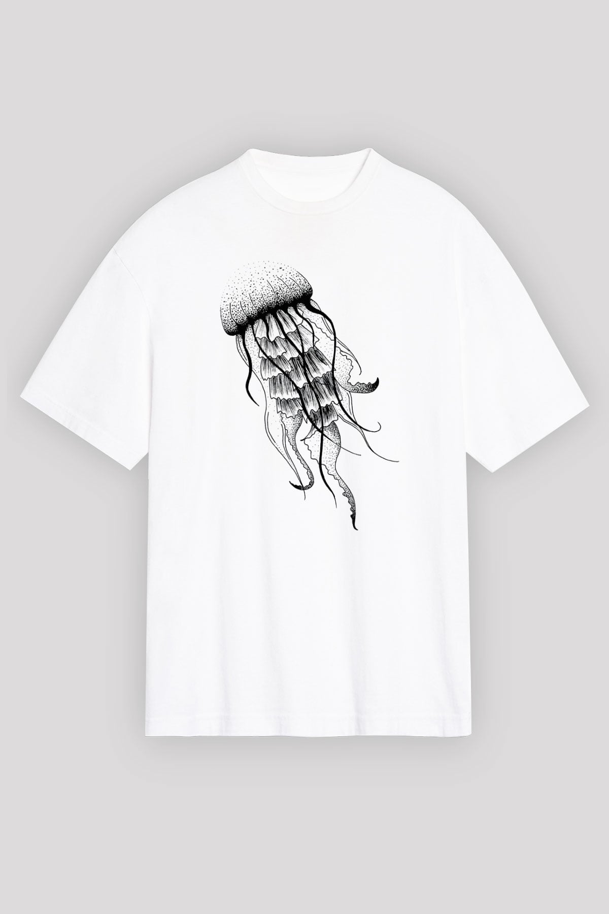 Deniz canlıları Beyaz Unisex Oversize Tişört T-Shirt