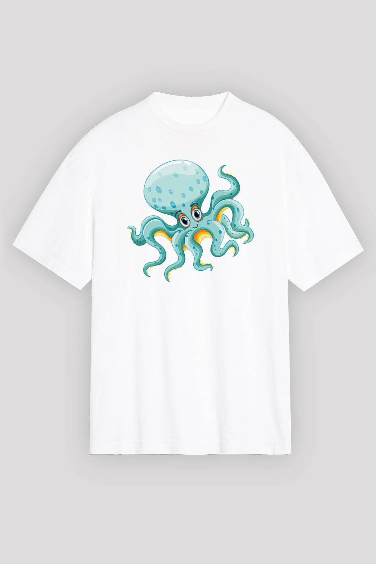 Deniz canlıları Beyaz Unisex Oversize Tişört T-Shirt