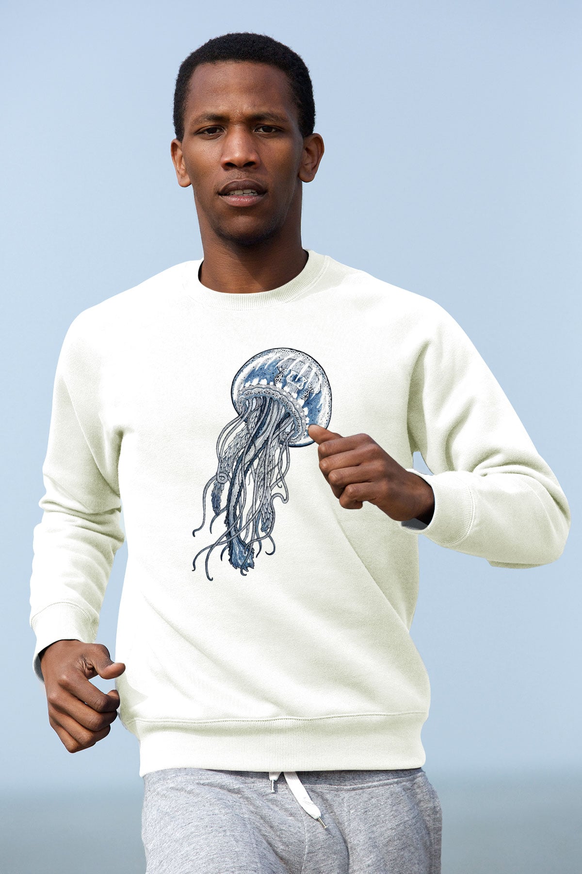 Deniz canlıları Beyaz Unisex Sweatshirt