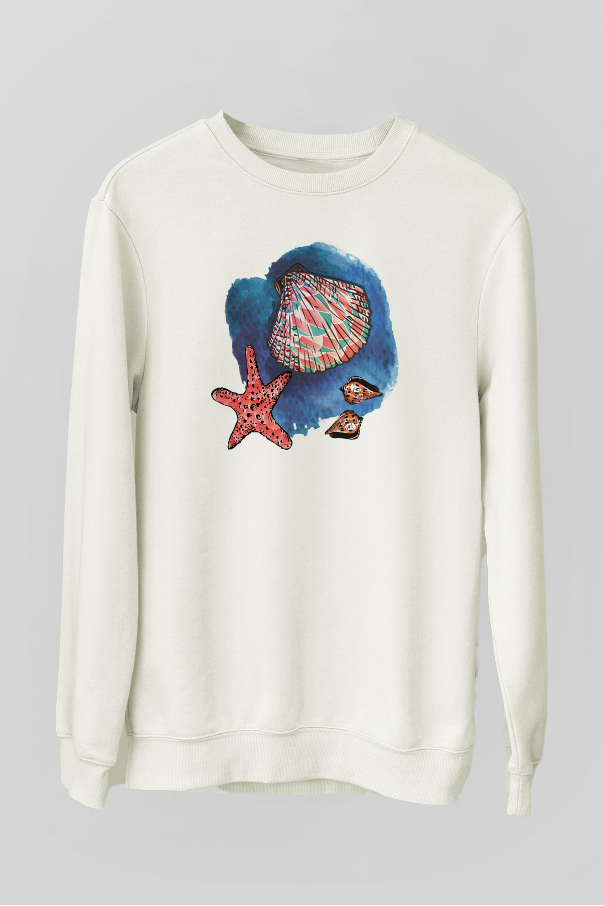 Deniz canlıları Beyaz Unisex Sweatshirt