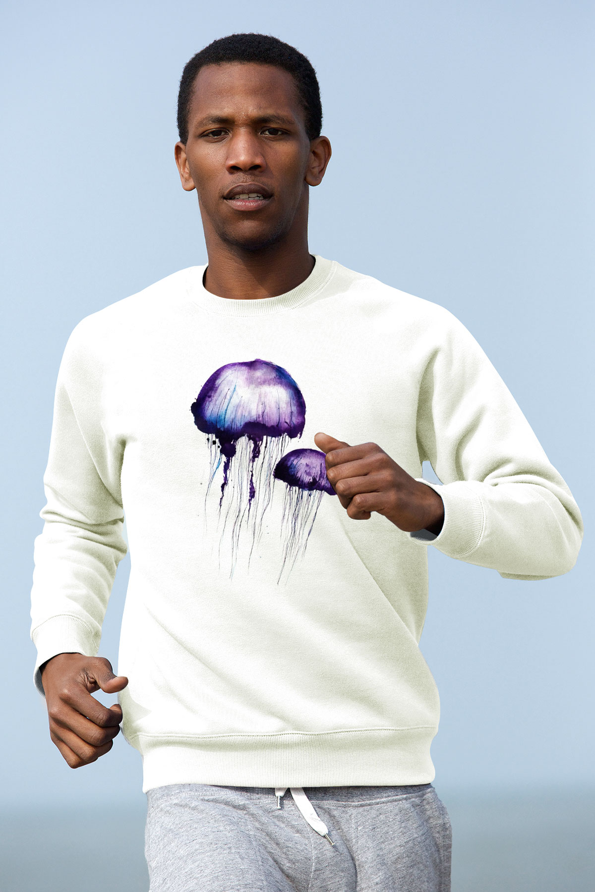 Deniz canlıları Beyaz Unisex Sweatshirt