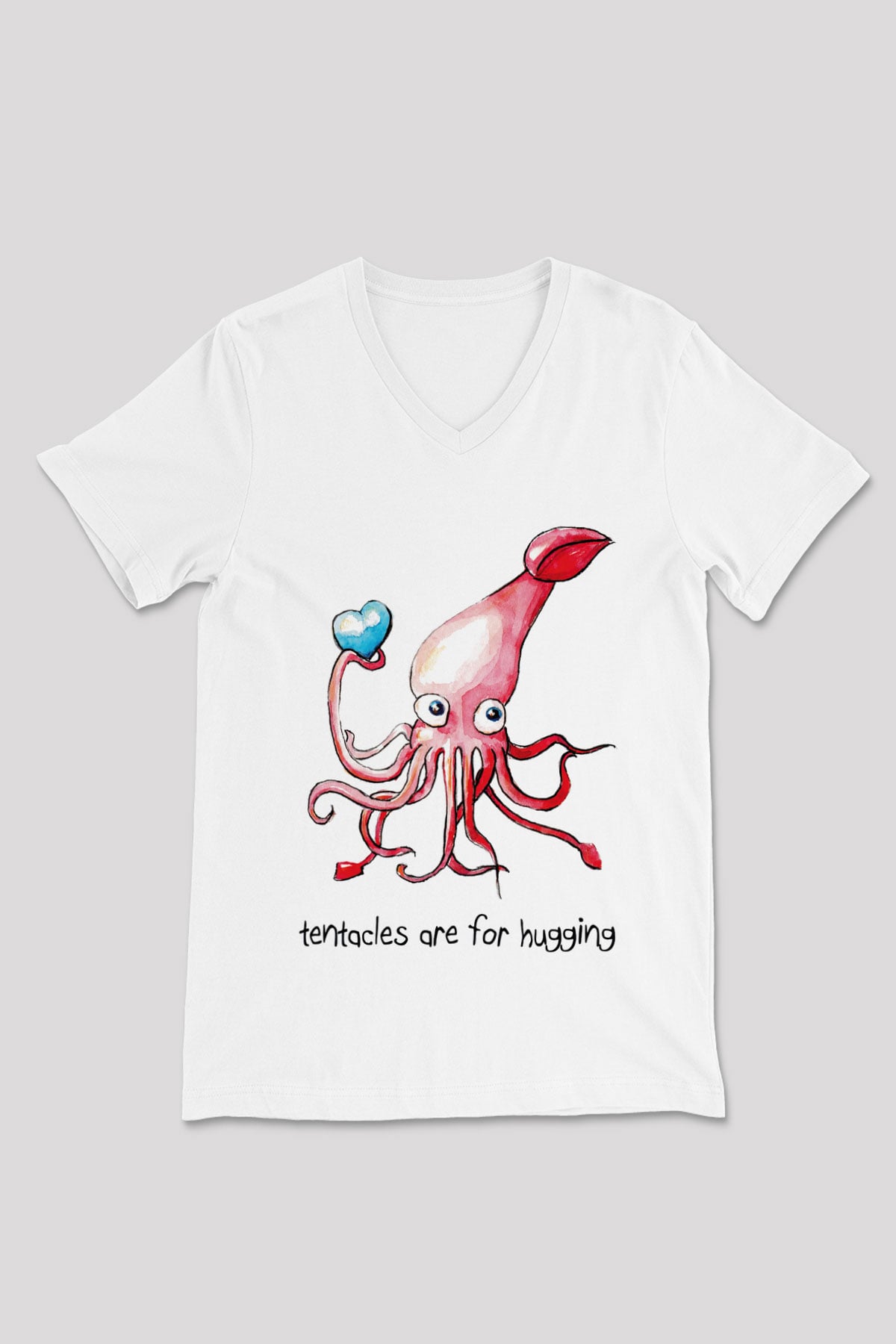 Deniz canlıları Beyaz Unisex V Yaka Tişört T-Shirt