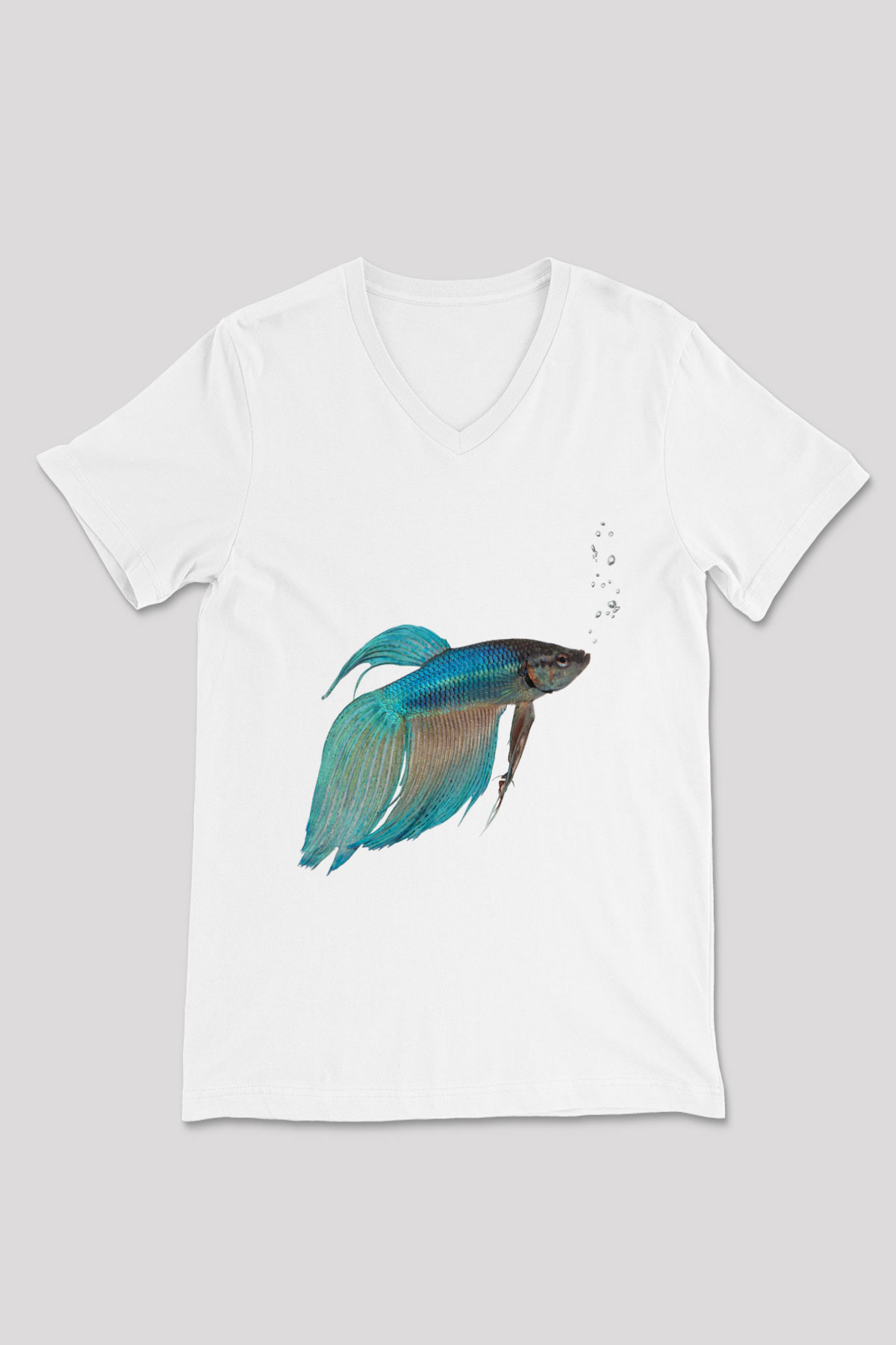 Deniz canlıları Beyaz Unisex V Yaka Tişört T-Shirt