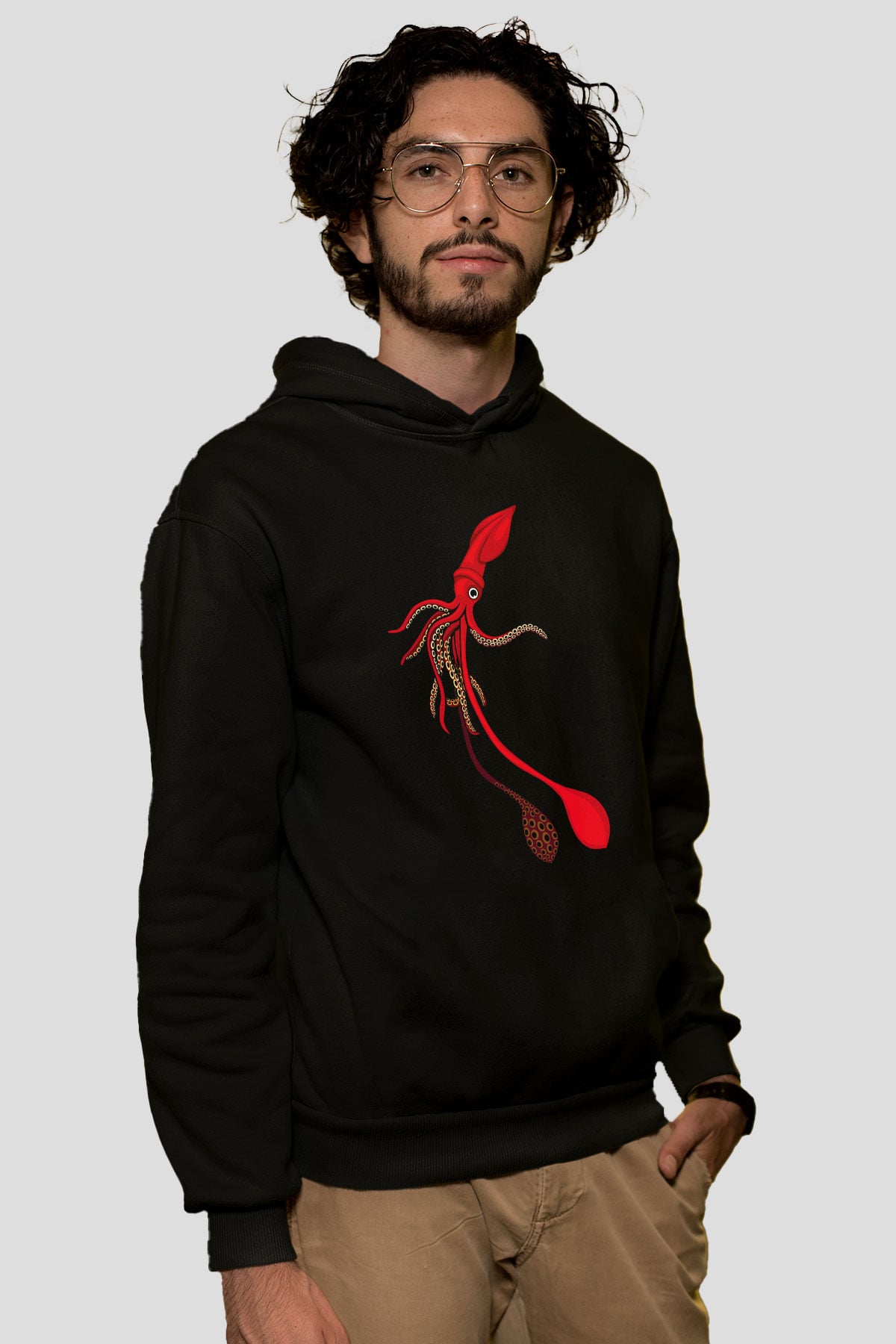 Deniz canlıları Siyah Unisex Hoodie