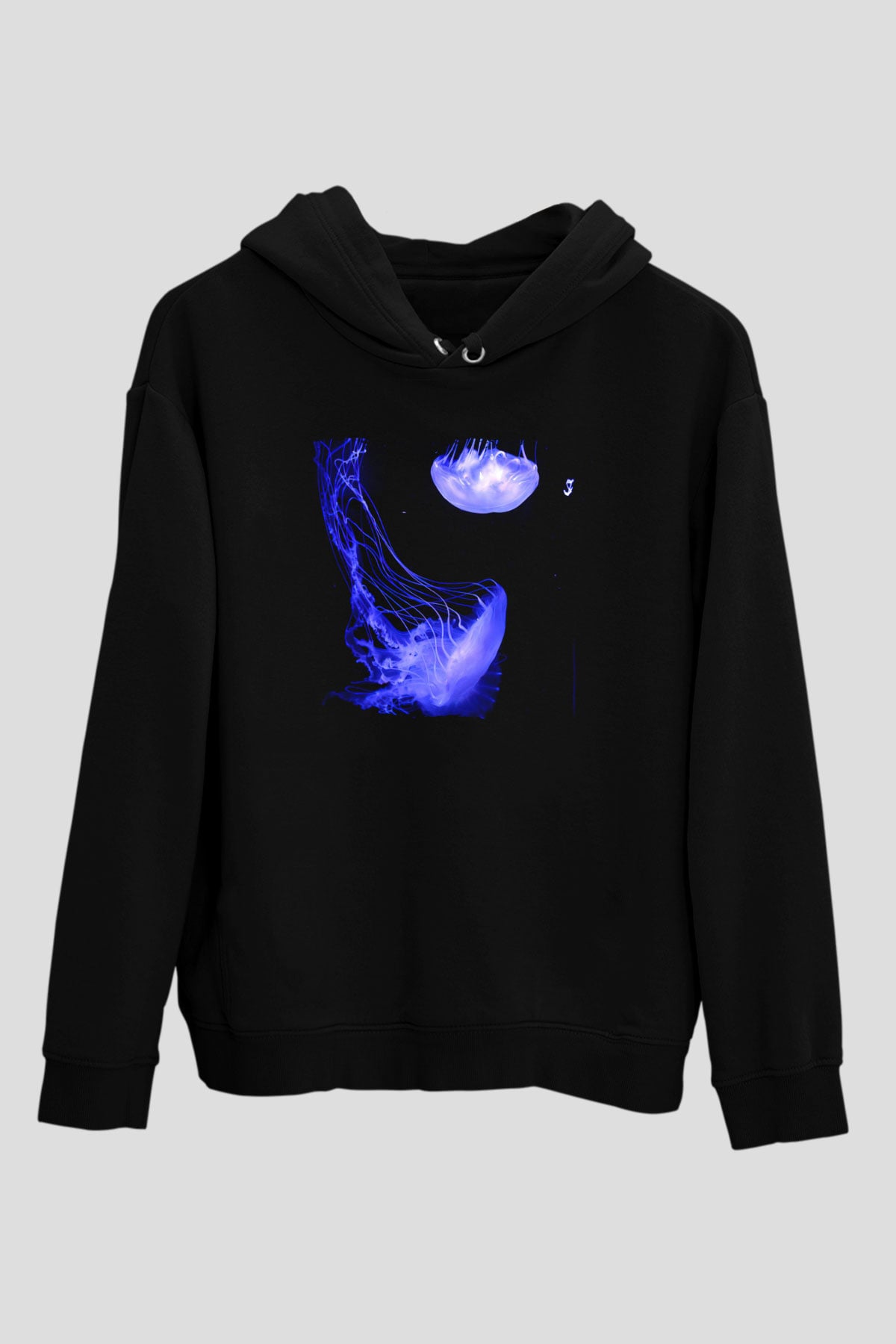 Deniz canlıları Siyah Unisex Kapüşonlu Sweatshirt