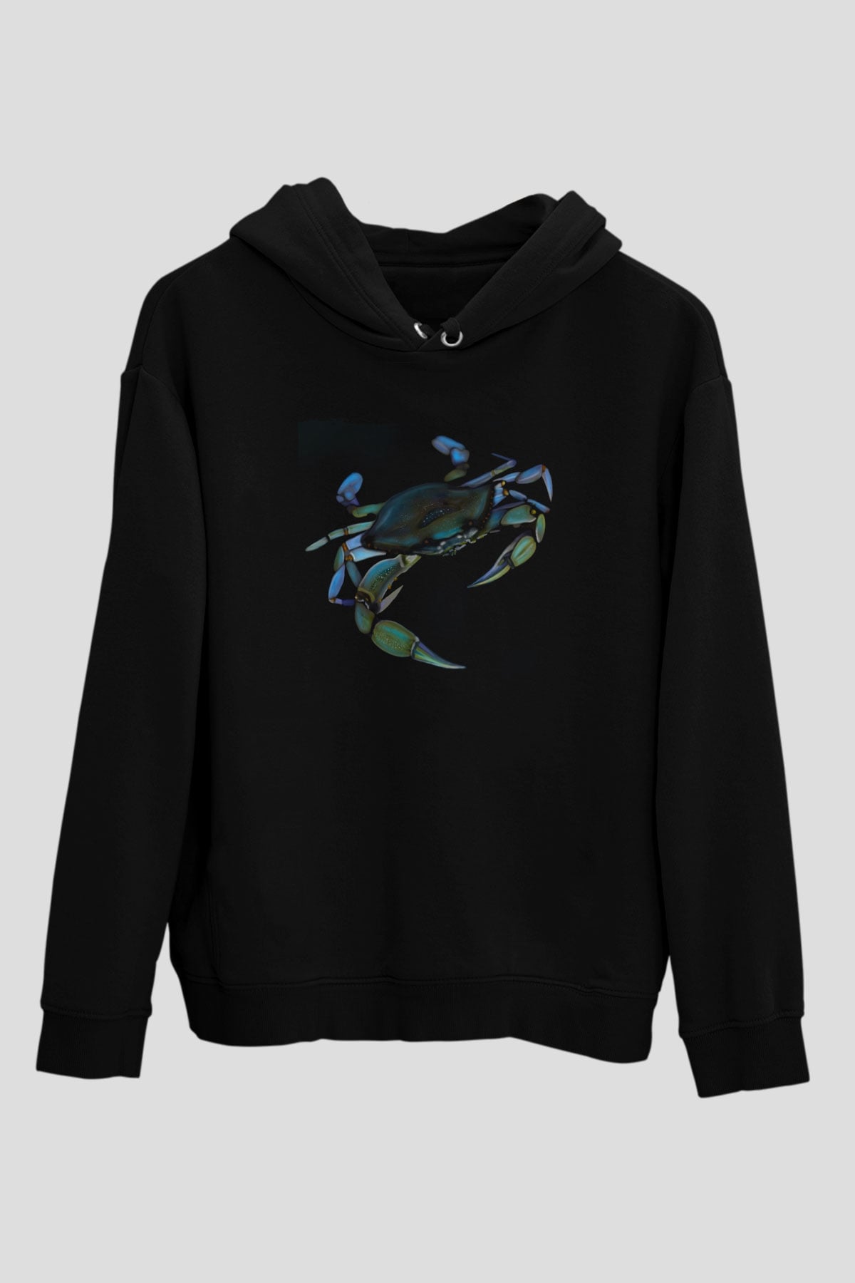 Deniz canlıları Siyah Unisex Kapüşonlu Sweatshirt
