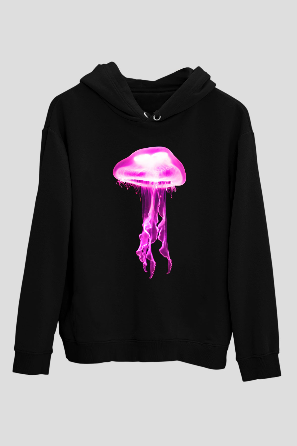 Deniz canlıları Siyah Unisex Kapüşonlu Sweatshirt
