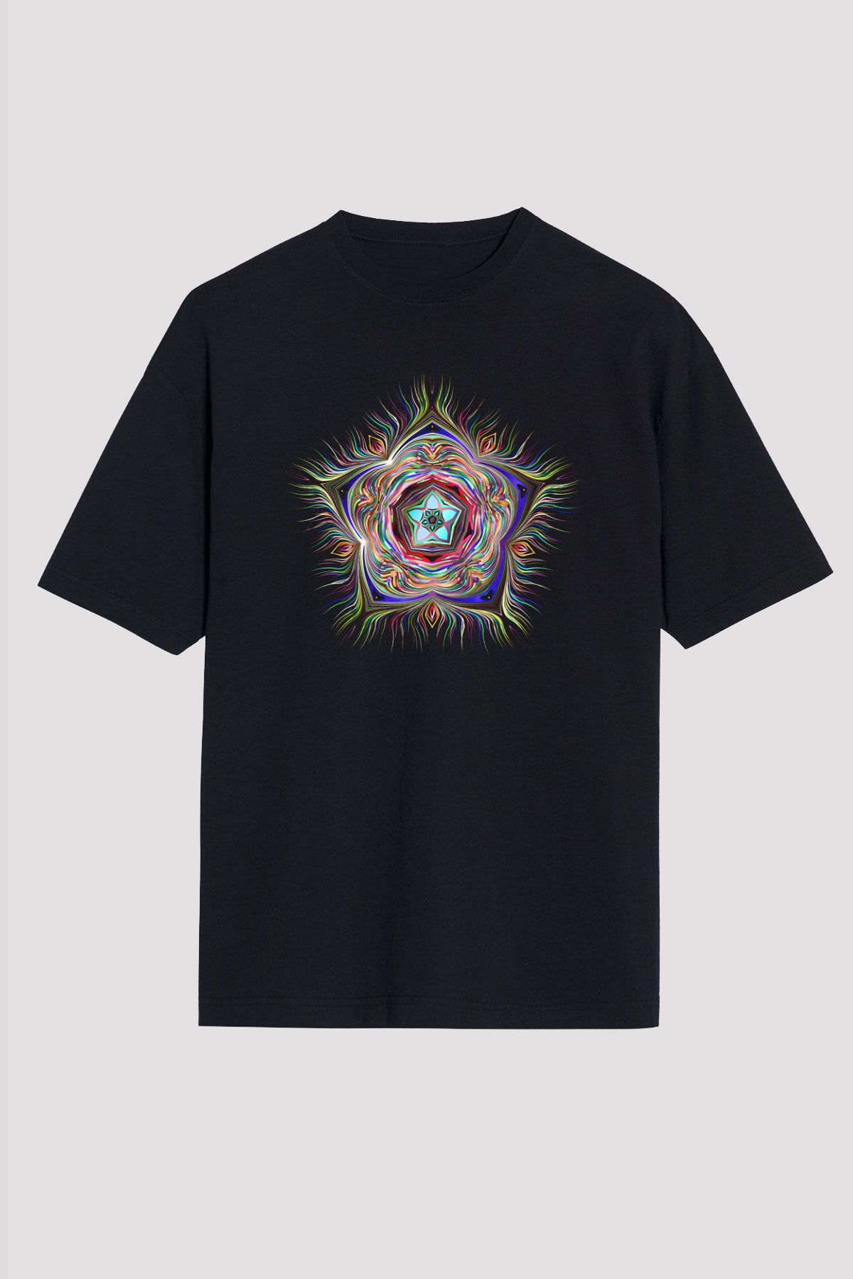 Deniz canlıları Siyah Unisex Oversize Tişört T-Shirt