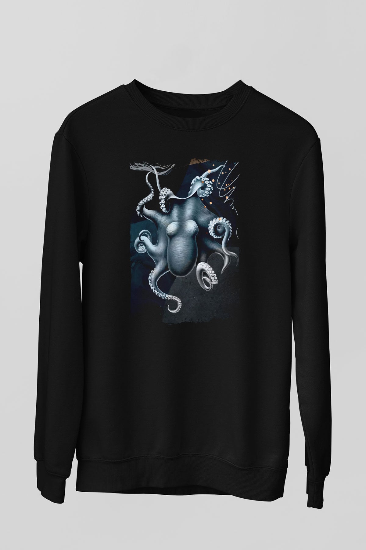 Deniz canlıları Siyah Unisex Sweatshirt