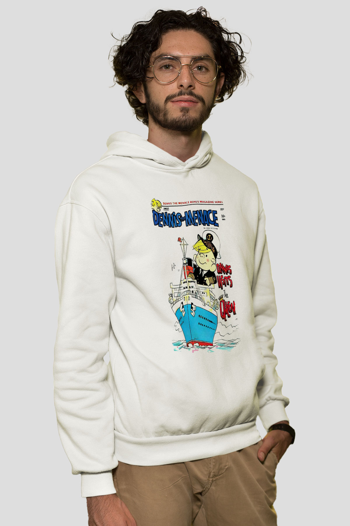 Dennis the Menace Beyaz Unisex Hoodie