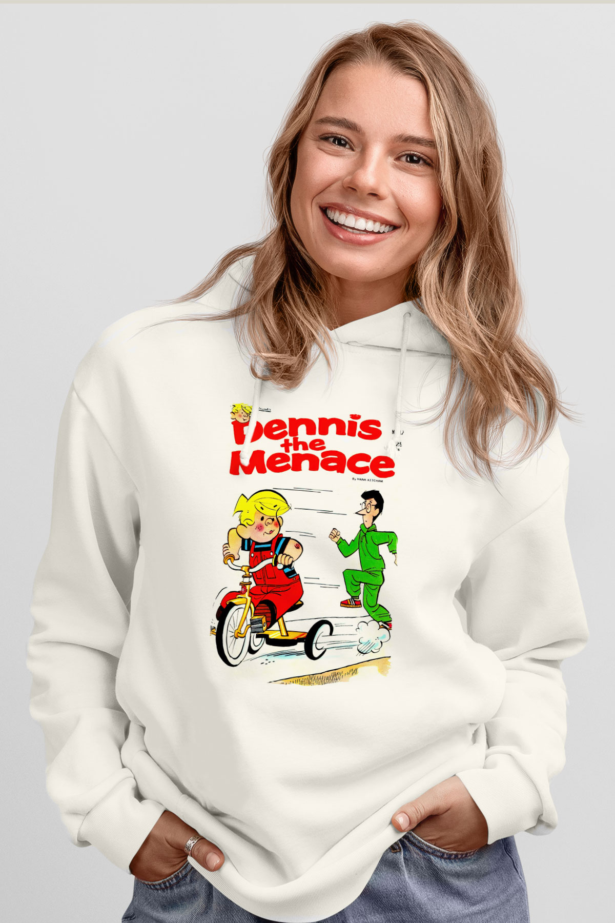 Dennis the Menace Beyaz Unisex Hoodie