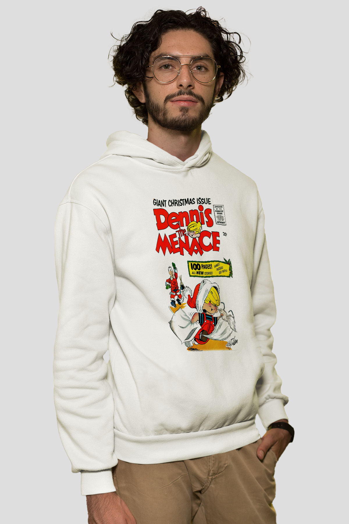 Dennis the Menace Beyaz Unisex Kapşonlu Sweatshirt