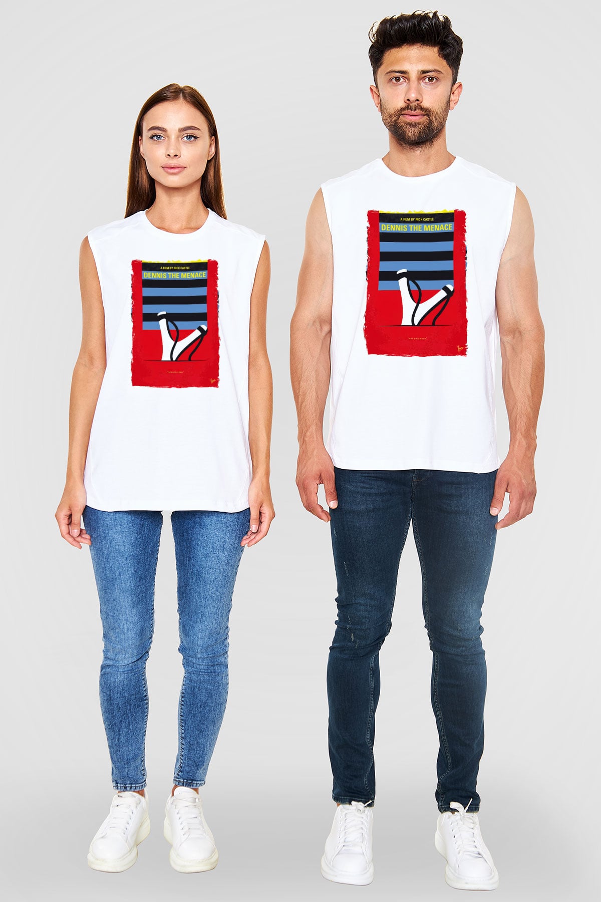 Dennis the Menace Beyaz Unisex Kolsuz Tişört