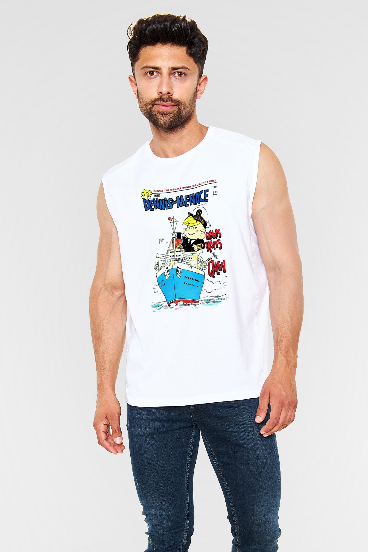 Dennis the Menace Beyaz Unisex Kolsuz Tişört