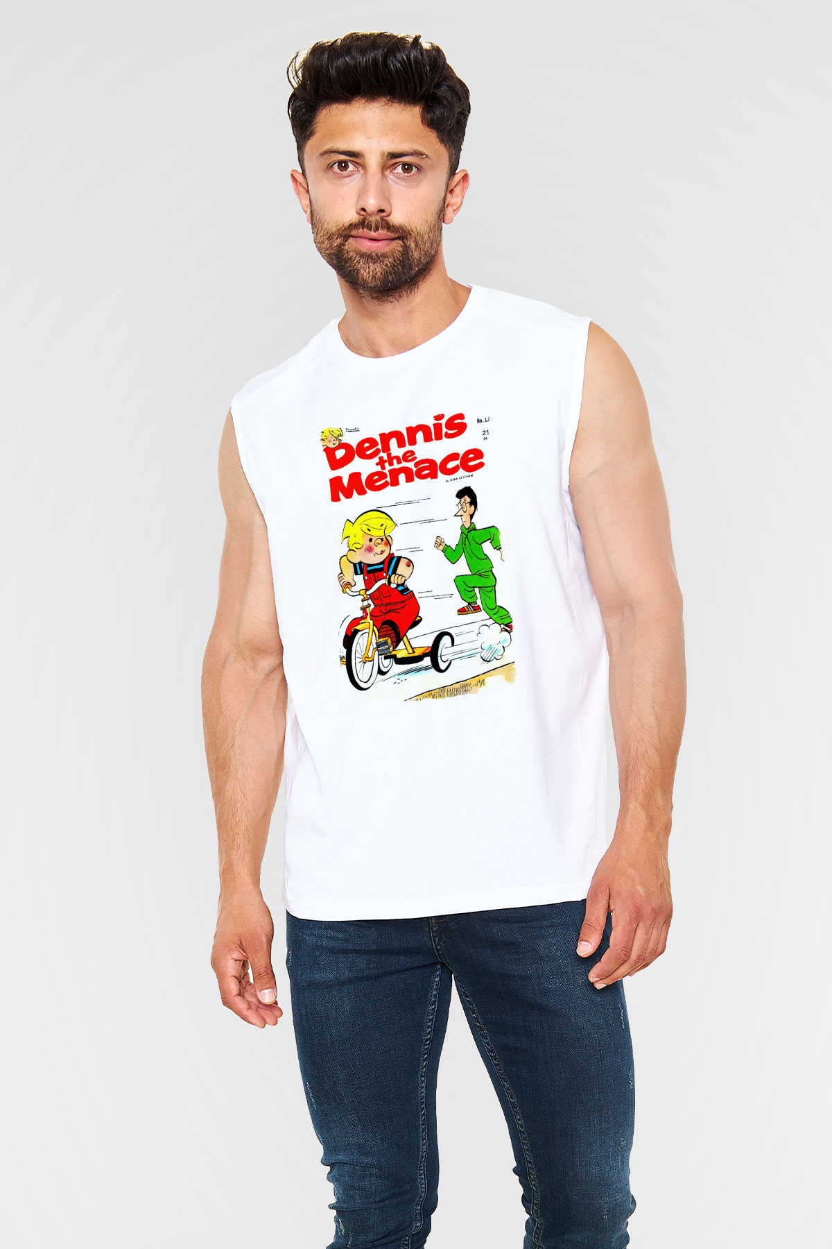 Dennis the Menace Beyaz Unisex Kolsuz Tişört