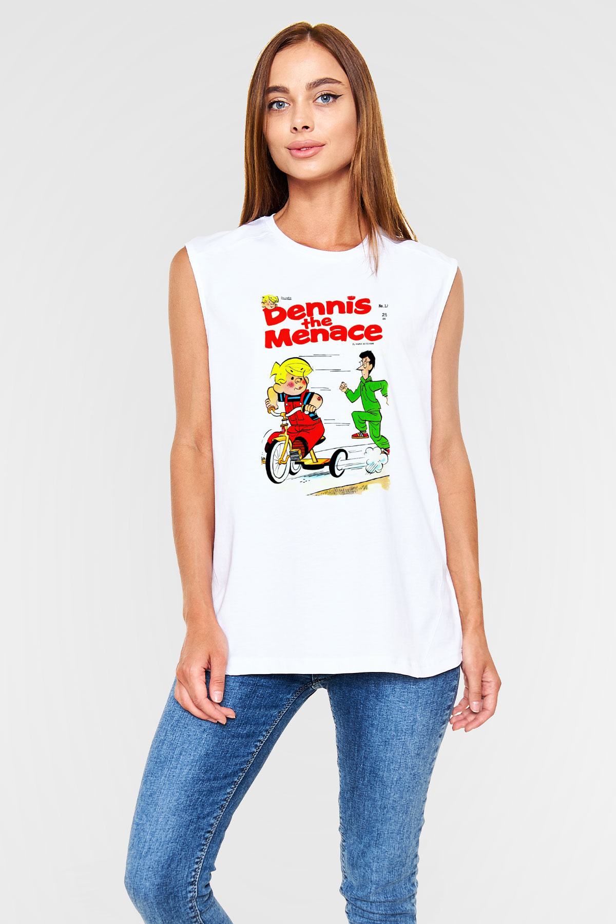 Dennis the Menace Beyaz Unisex Kolsuz Tişört