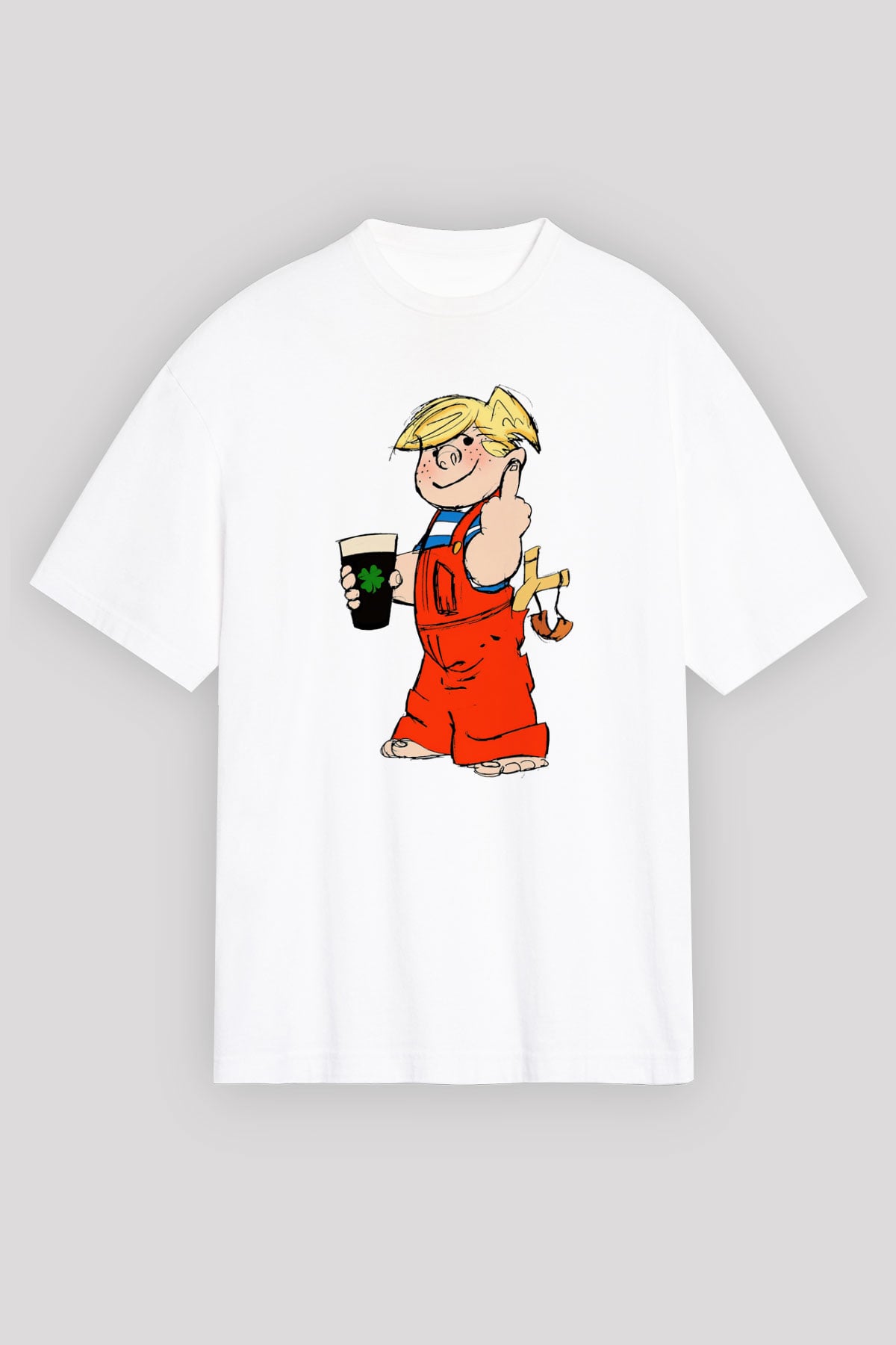 Dennis the Menace Beyaz Unisex Oversize Tişört