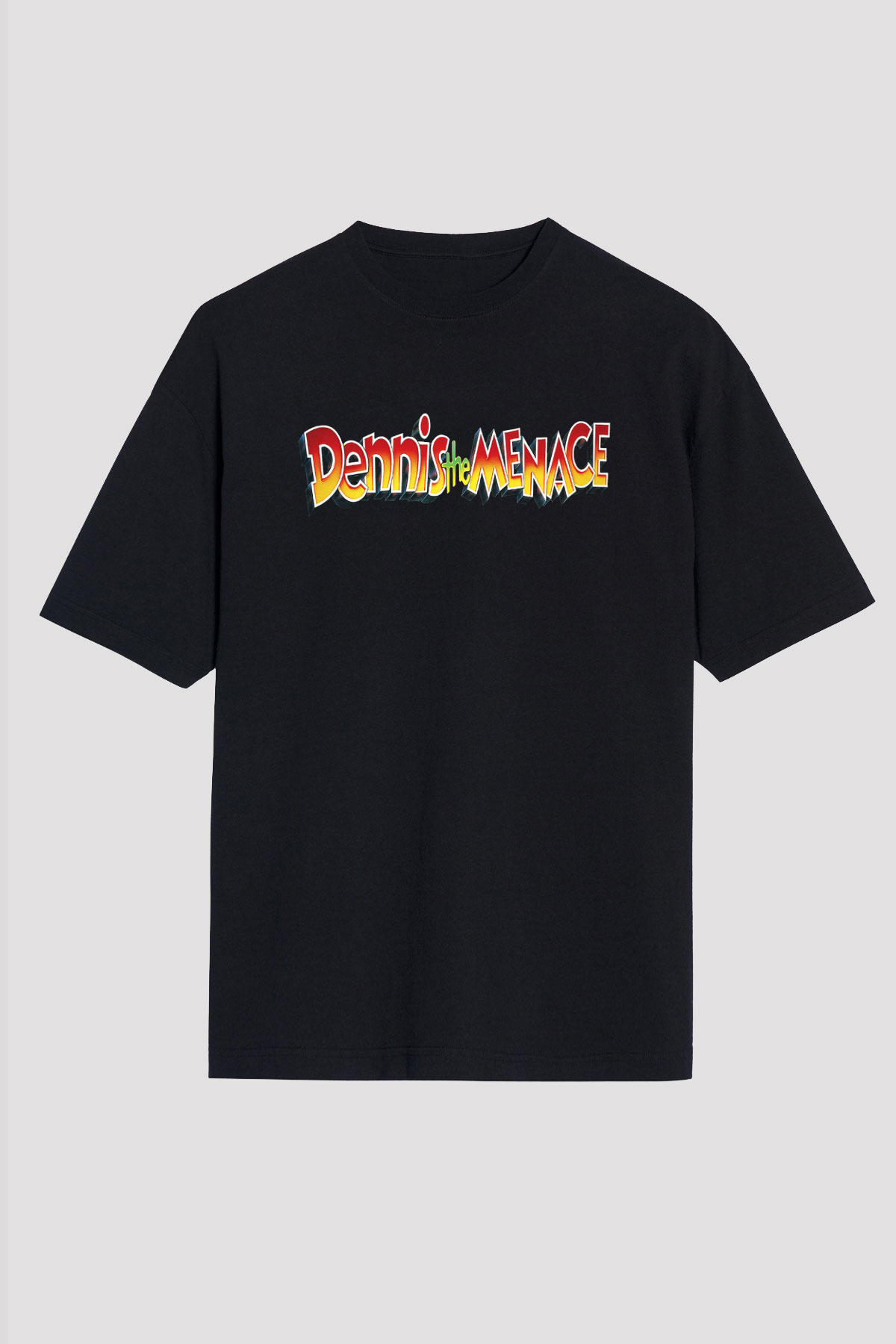 Dennis the Menace Siyah Unisex Oversize Tişört T-Shirt