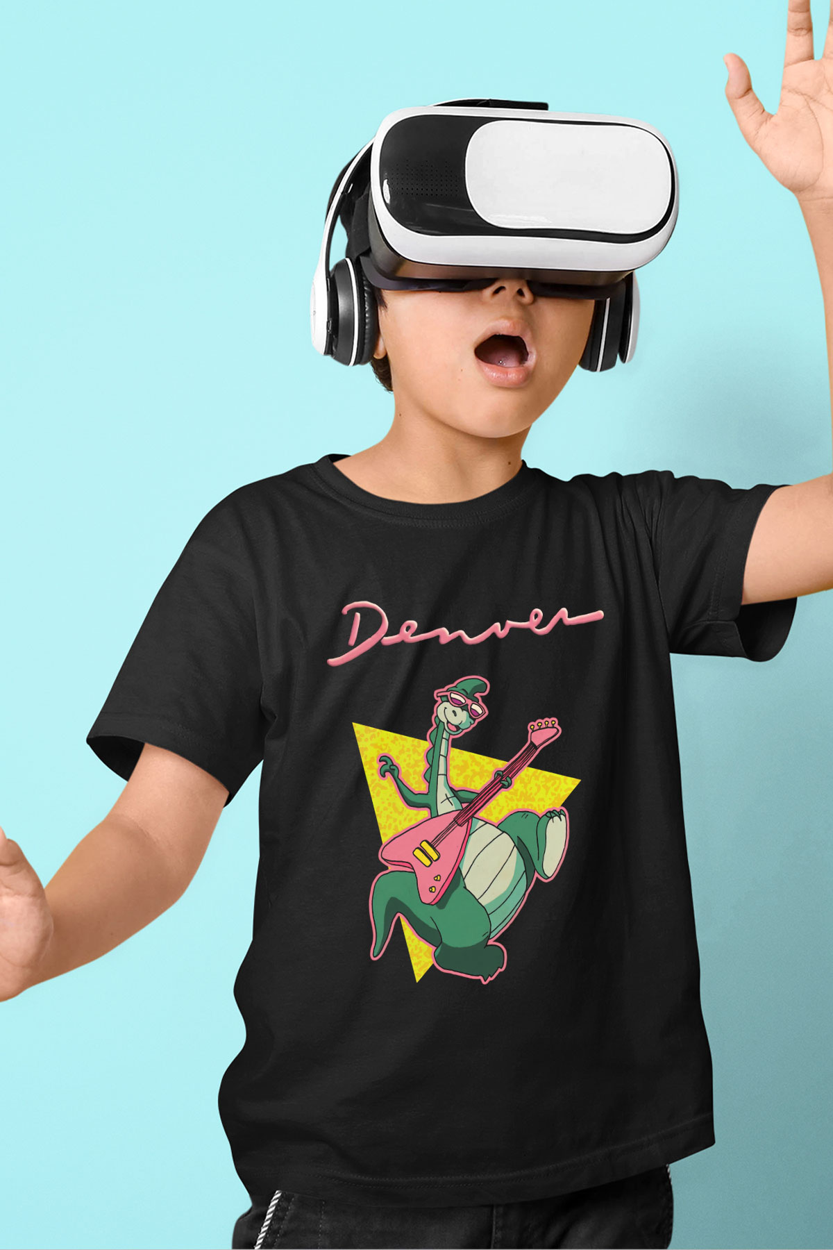 Denver, the Last Dinosaur Baskılı Siyah Unisex Çocuk Tişört