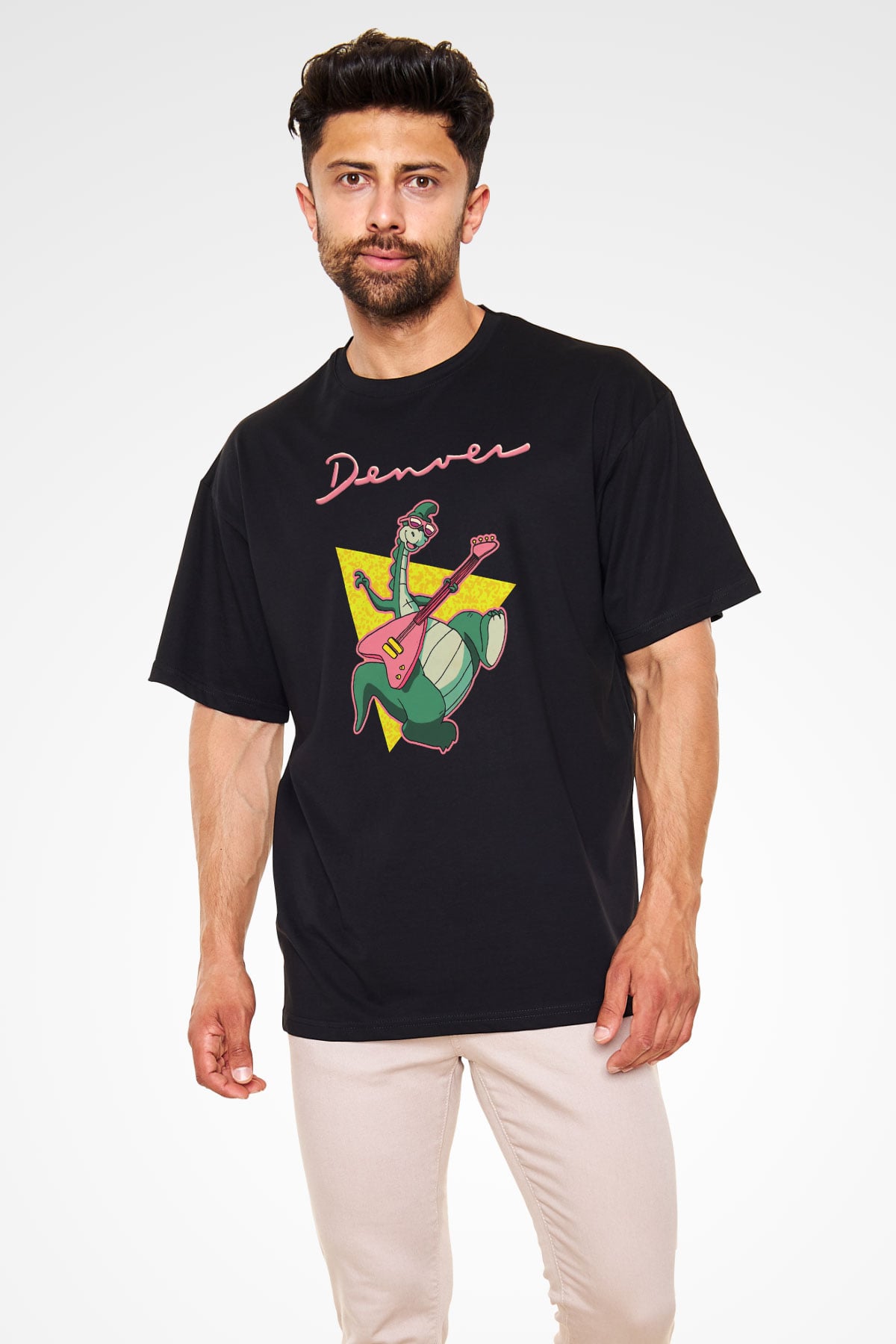 Denver, the Last Dinosaur Siyah Unisex Oversize Tişört