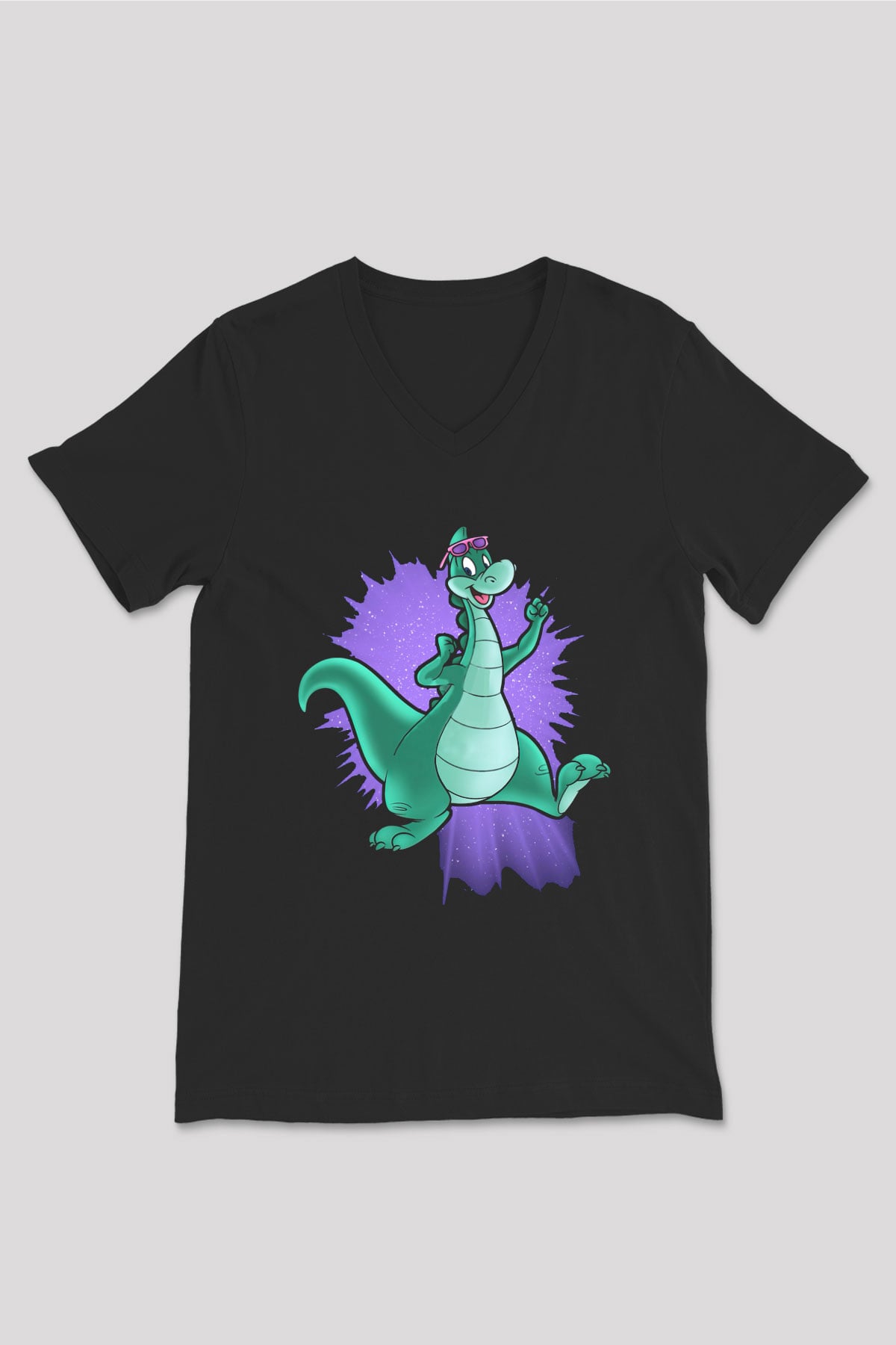 Denver, the Last Dinosaur Siyah Unisex V Yaka Tişört
