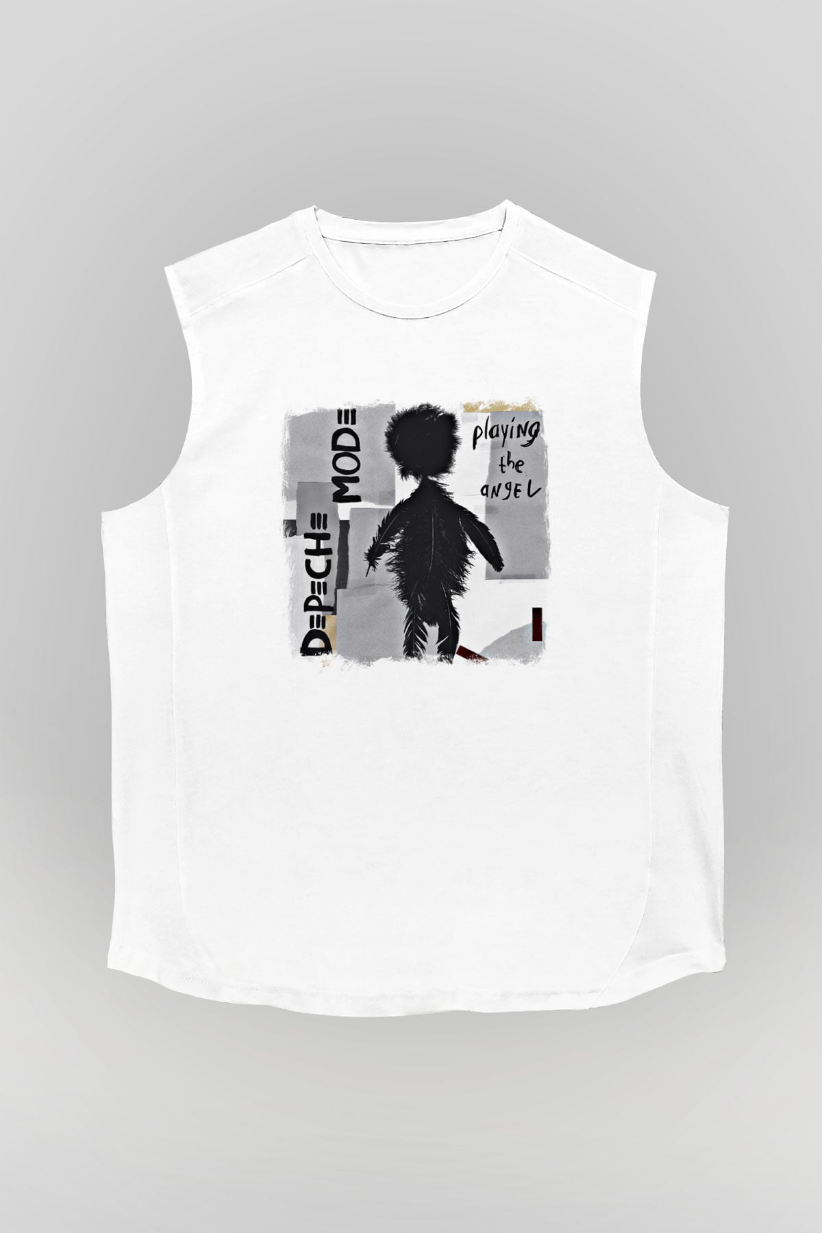 Depeche Mode Baskılı Unisex Beyaz Kolsuz Tişört