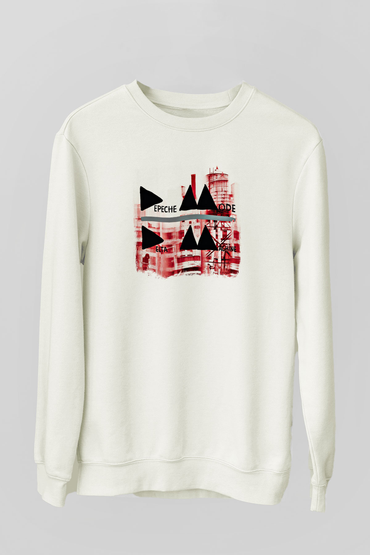Depeche Mode Baskılı Unisex Beyaz Sweatshirt