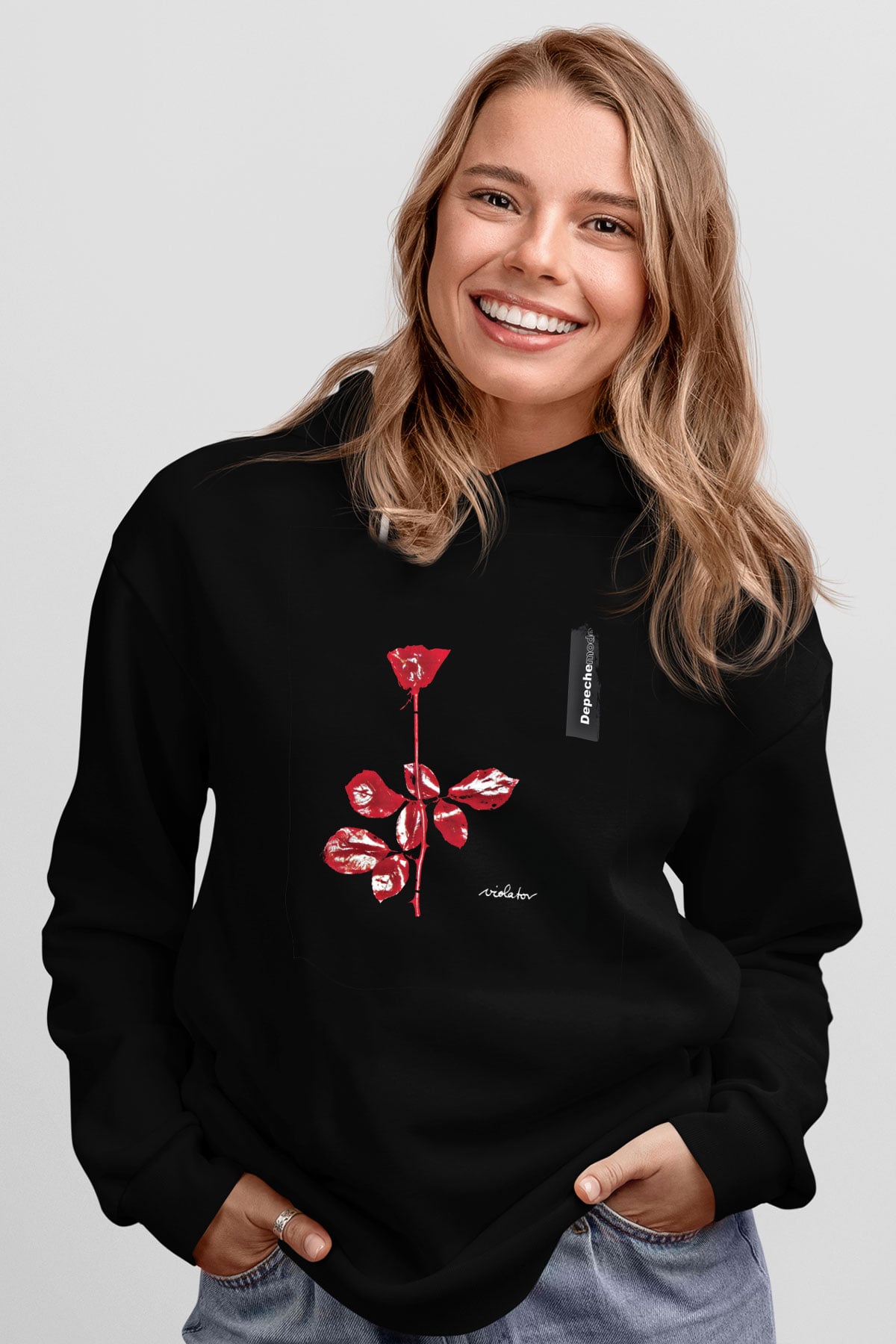 Depeche Mode Baskılı Unisex Siyah Hoodie