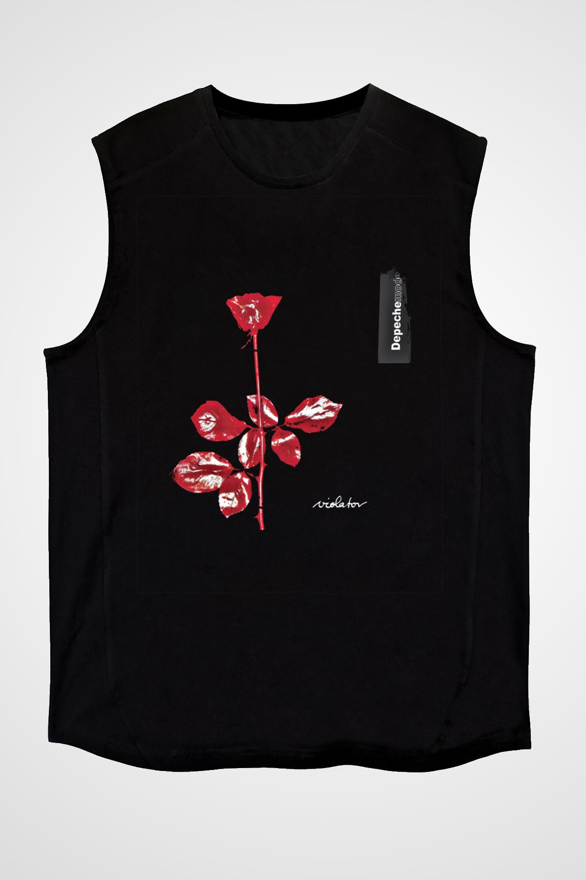 Depeche Mode Baskılı Unisex Siyah Kolsuz Tişört