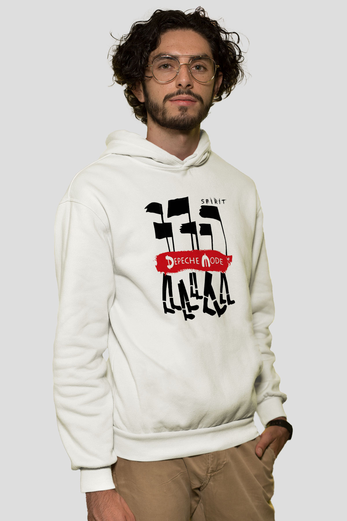 Depeche Mode Beyaz Unisex Kapşonlu Sweatshirt