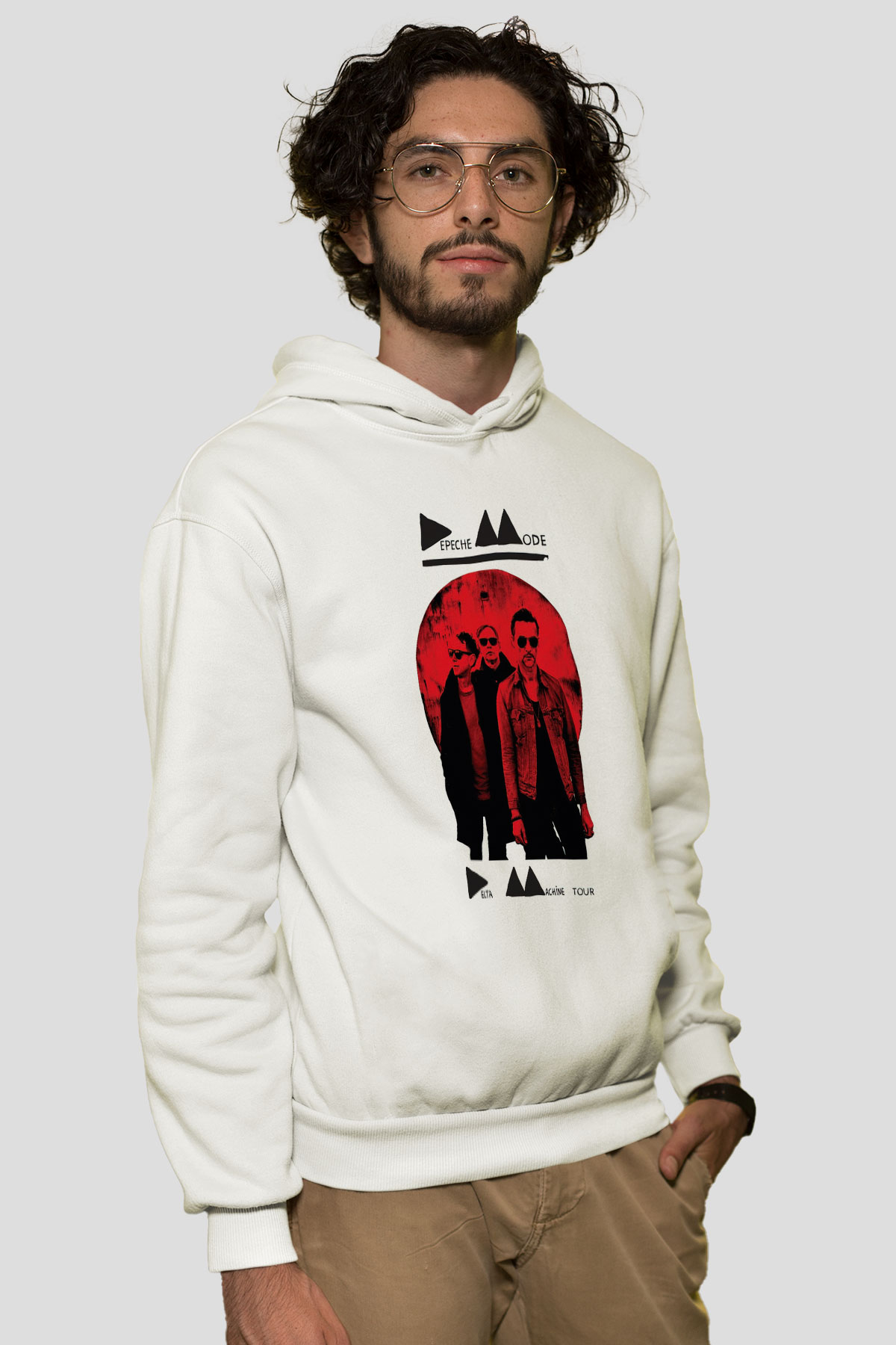 Depeche Mode Beyaz Unisex Kapşonlu Sweatshirt