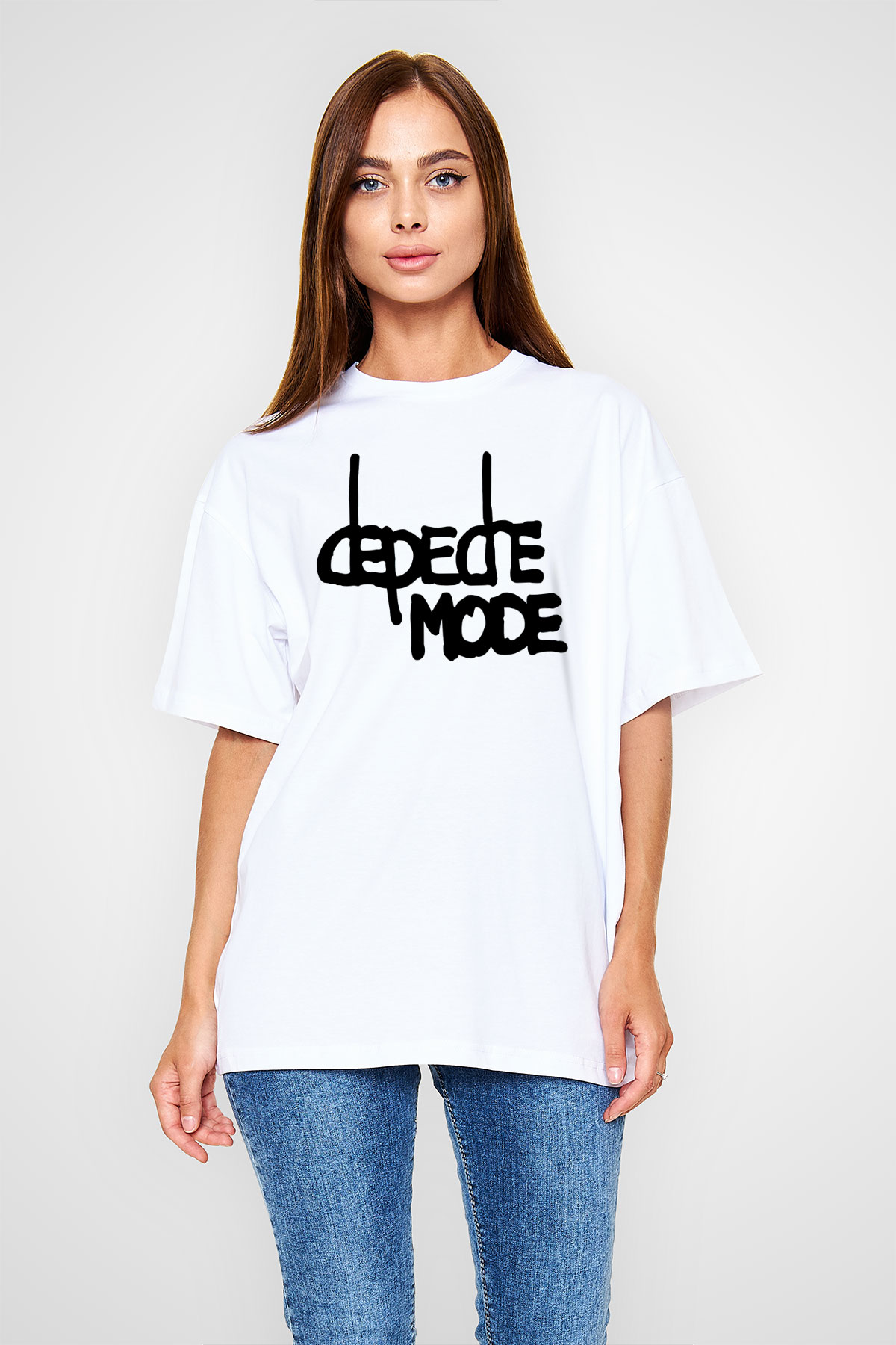 Depeche Mode Beyaz Unisex Oversize Tişört T-Shirt