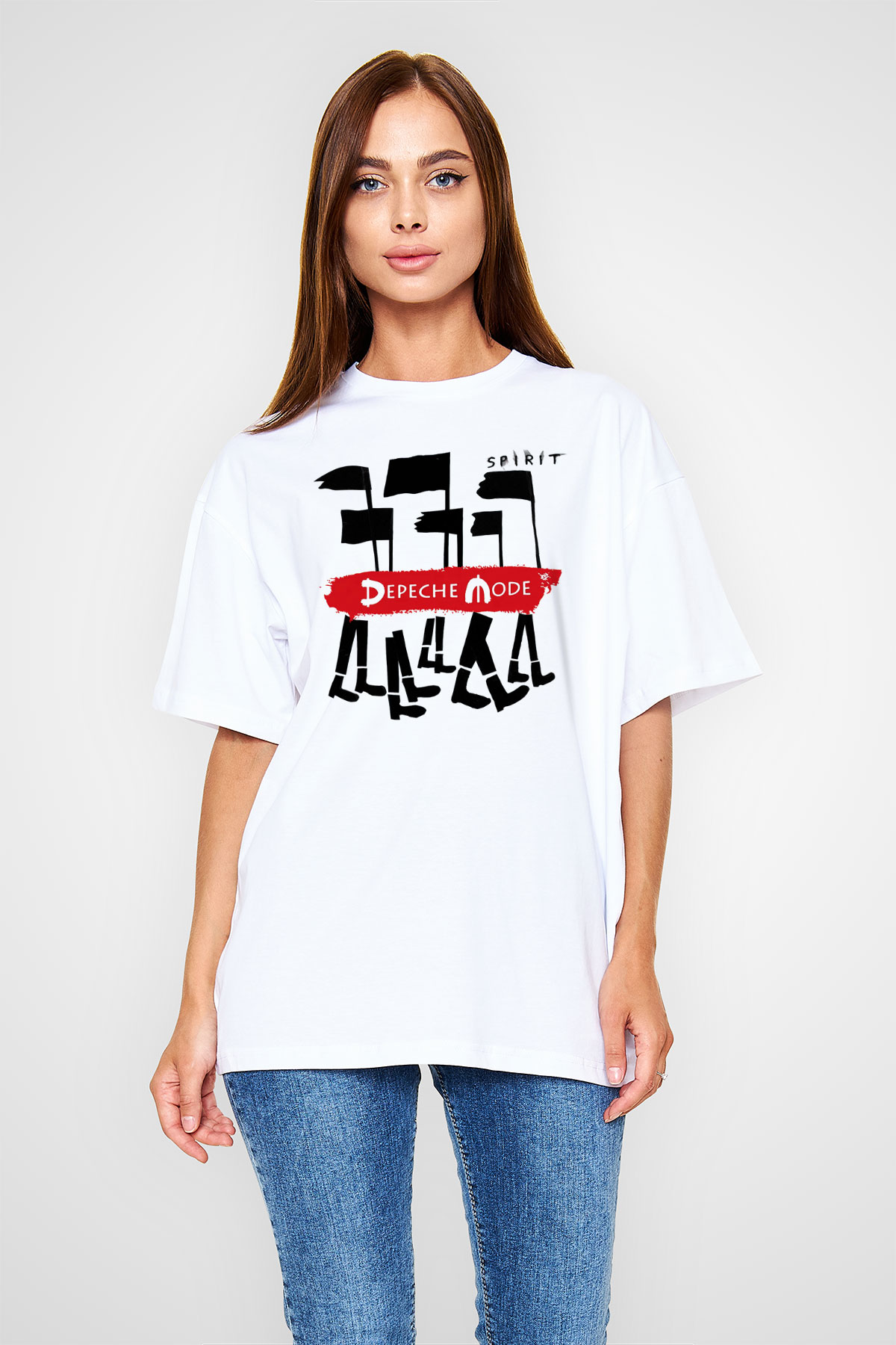 Depeche Mode Beyaz Unisex Oversize Tişört T-Shirt