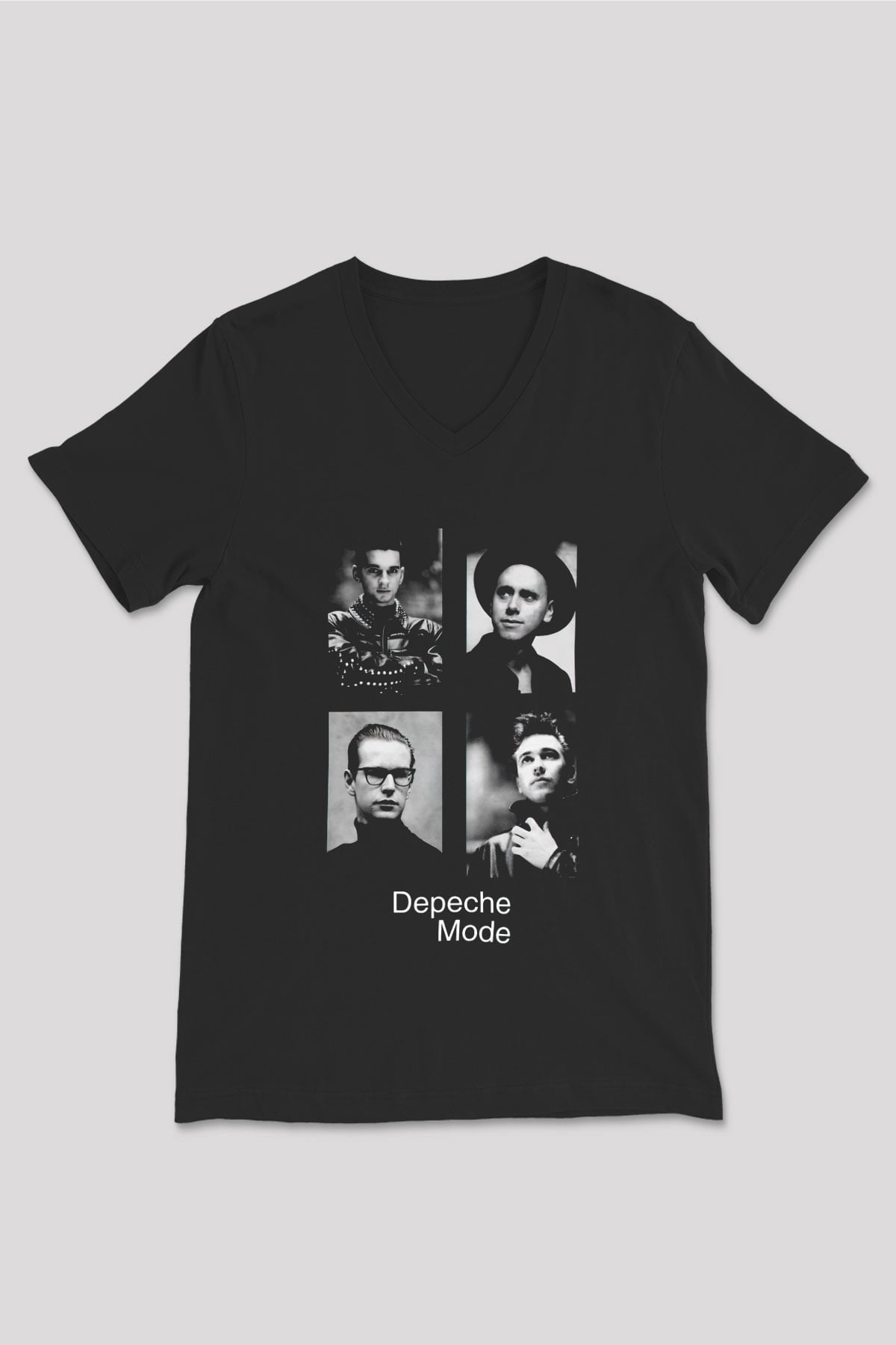 Depeche Mode Siyah Unisex V Yaka Tişört T-Shirt