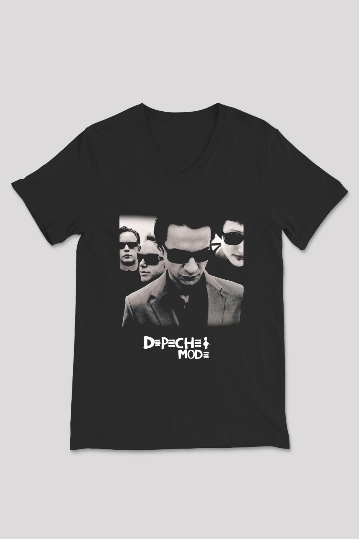 Depeche Mode Siyah Unisex V Yaka Tişört T-Shirt