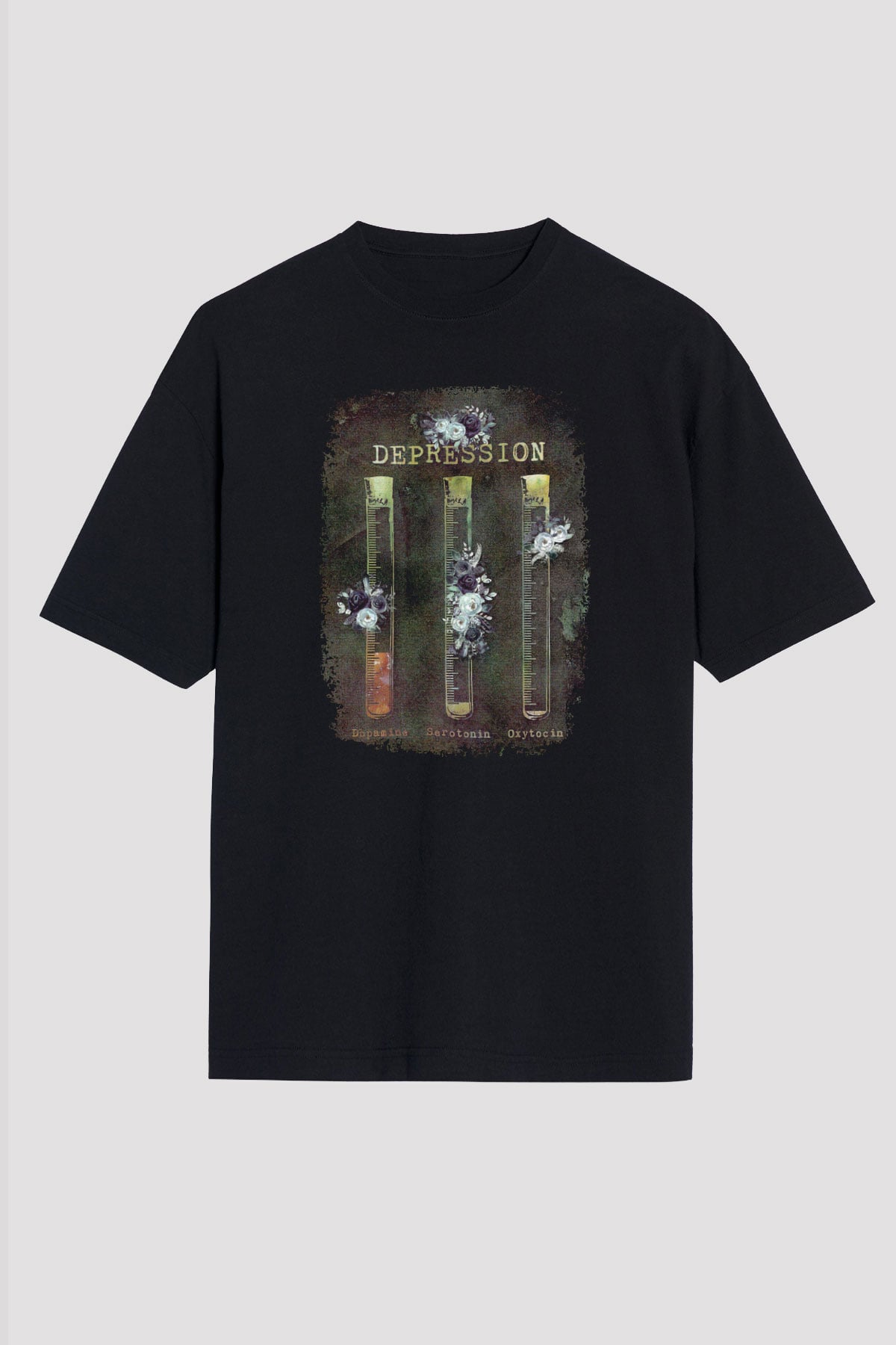 Depresyon Formülü Hormonlar Baskılı Unisex Oversize Tişört - Tshirt