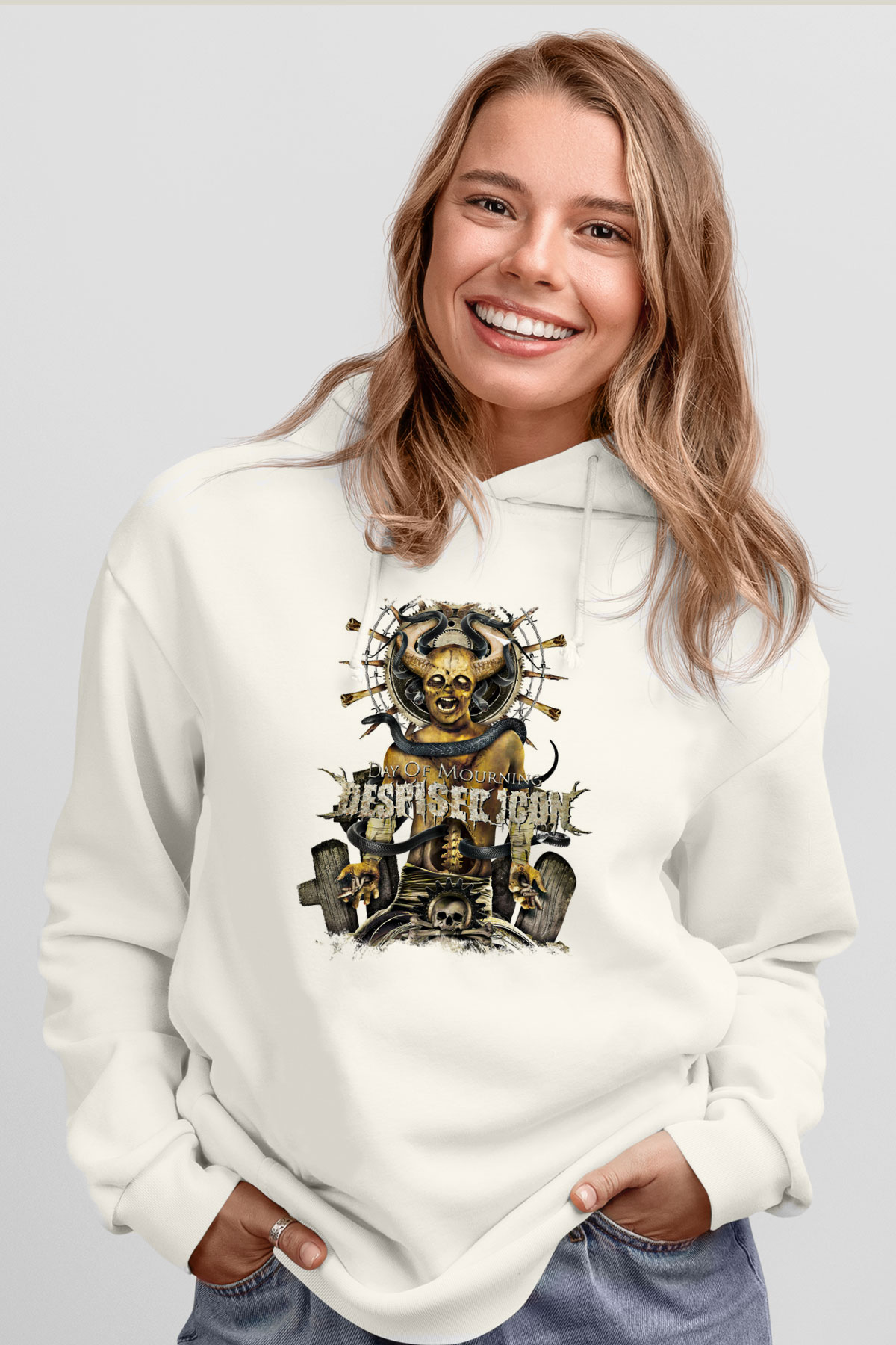 Despised Icon Baskılı Unisex Beyaz Hoodie